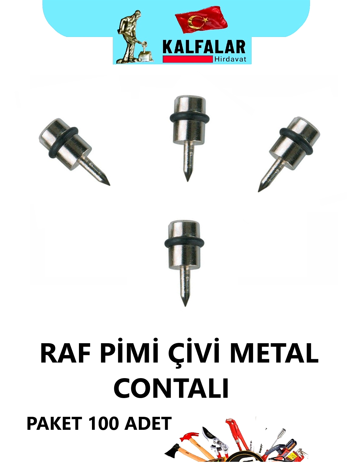 RAF PİMİ METAL ÇİVİ CONTALI NİKEL PAKET 100 ADET