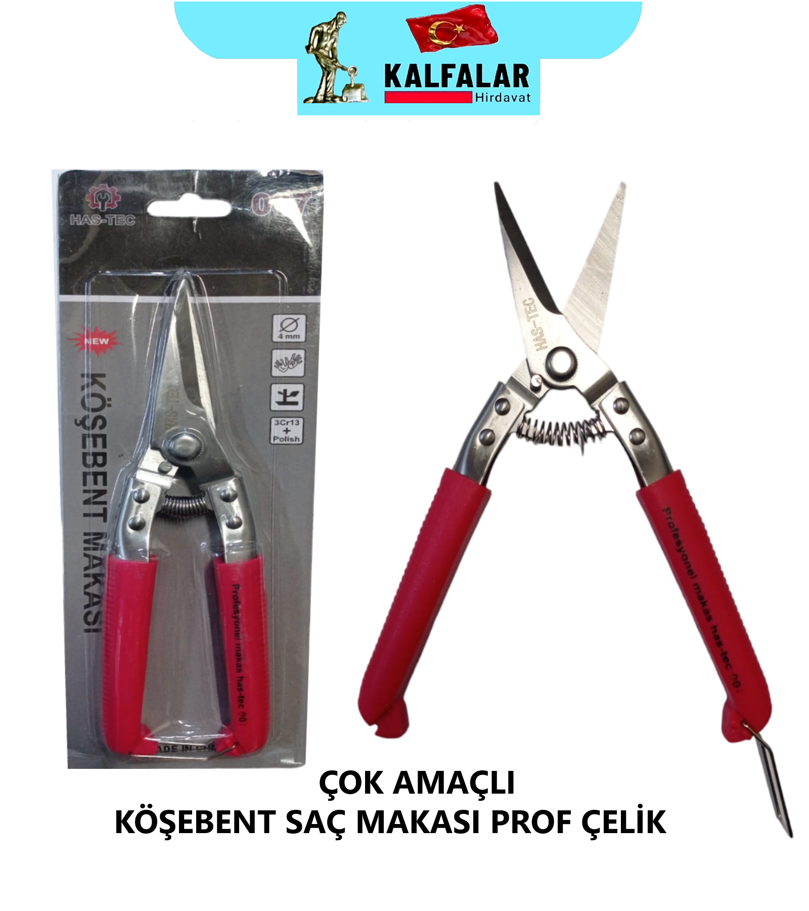 SAÇ MAKASI ÇOK AMAÇLI HAS-TEC NO.7,5 ÇELİK PROF