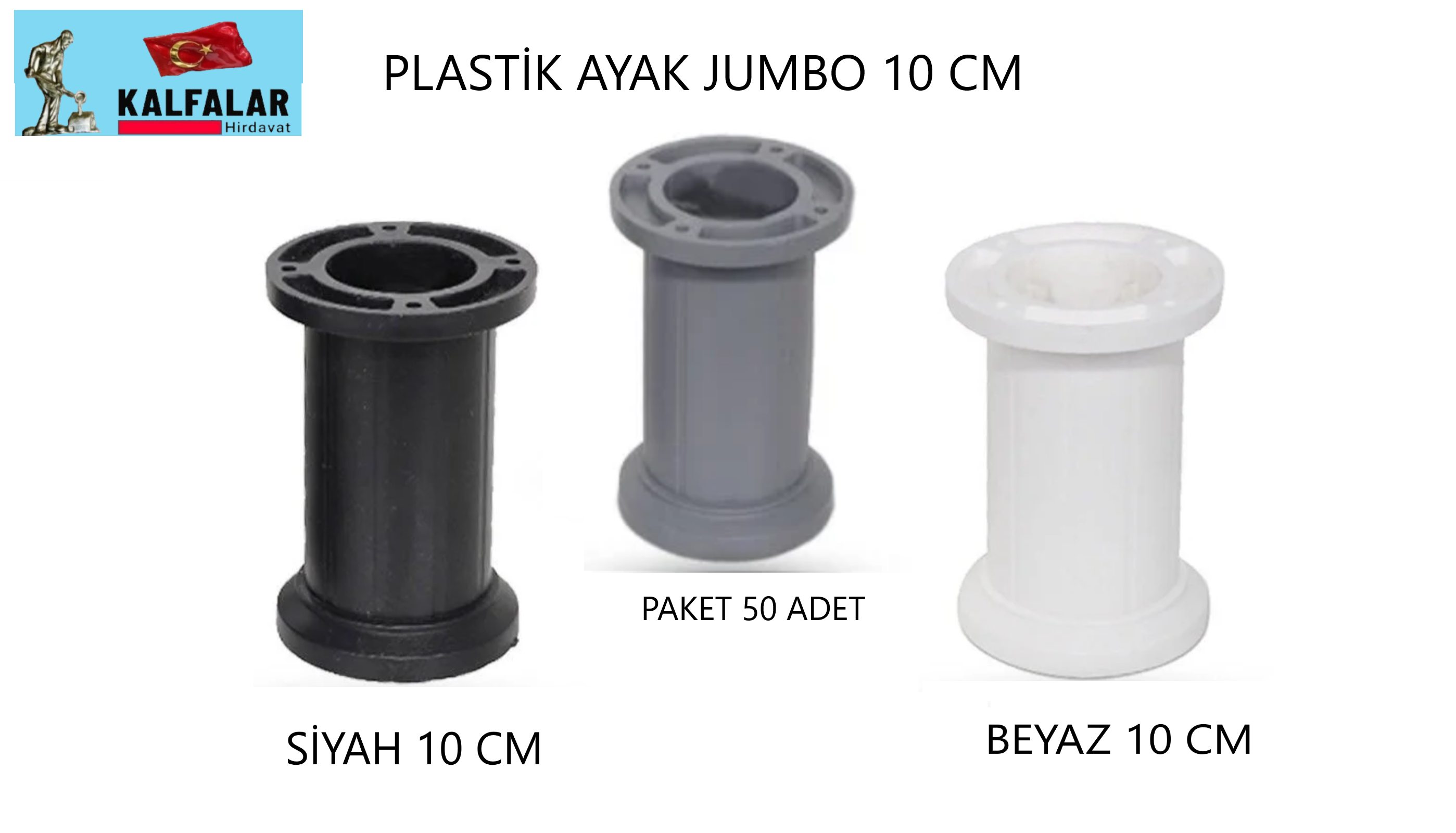 AYAK JUMBO 50 MM PLASTİK 10 CM GRİ