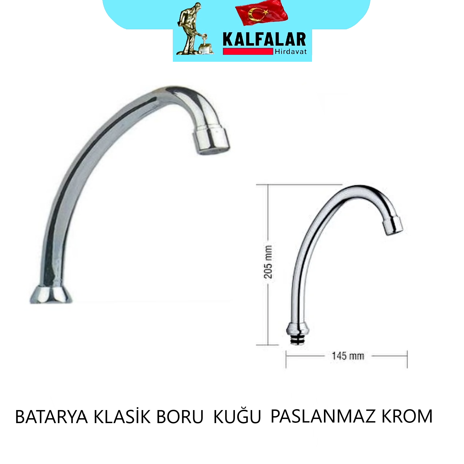 BATARYA BORU KLASİK KUĞU PASLANMAZ KROM