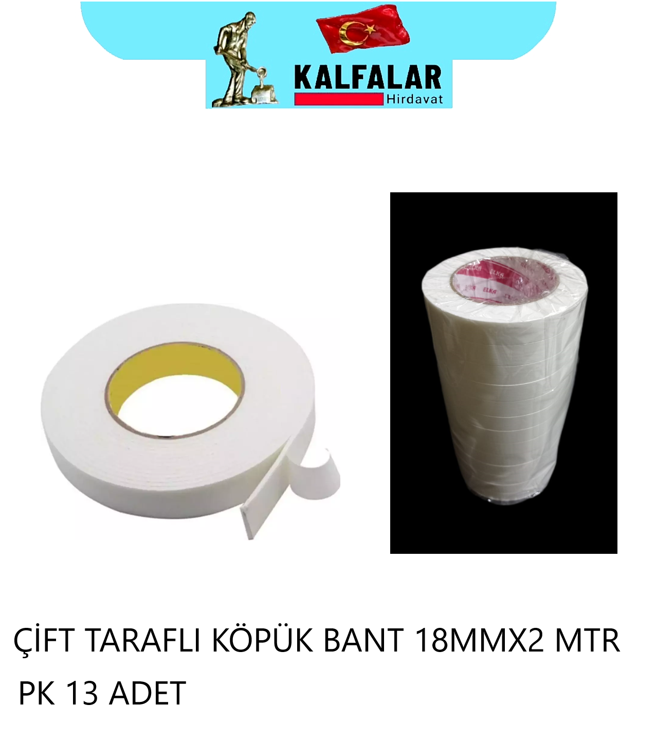 ÇİFT TARAFLI KÖPÜK BANT 18MMX2 MTR PK 13 ADET