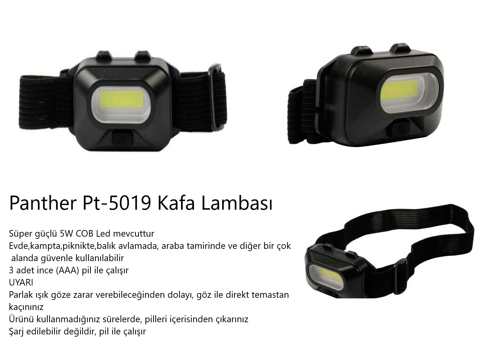KAFA LAMBASI PANTHER PT-5019 PİLLE ÇALIŞAN LED
