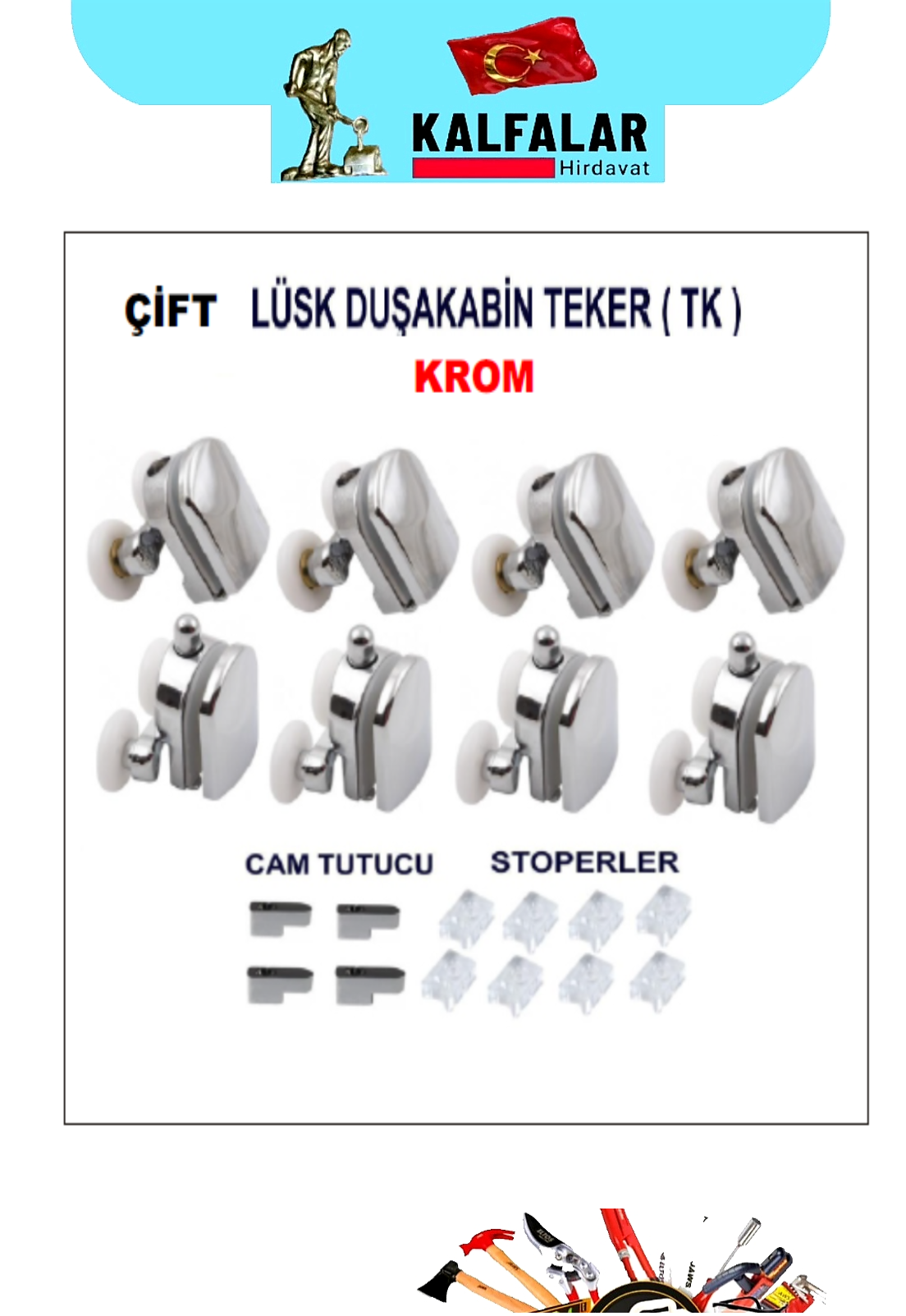 DUŞ KABİN ÇİFT TEKER KROM TK