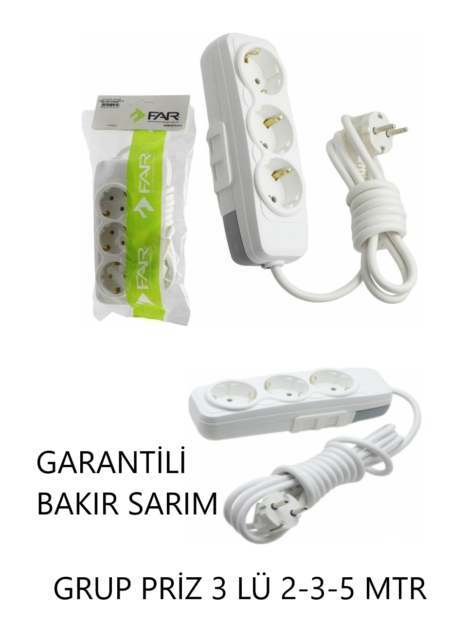 PRİZ FAR GRUP 3 LÜ 5 METRE DÜZ