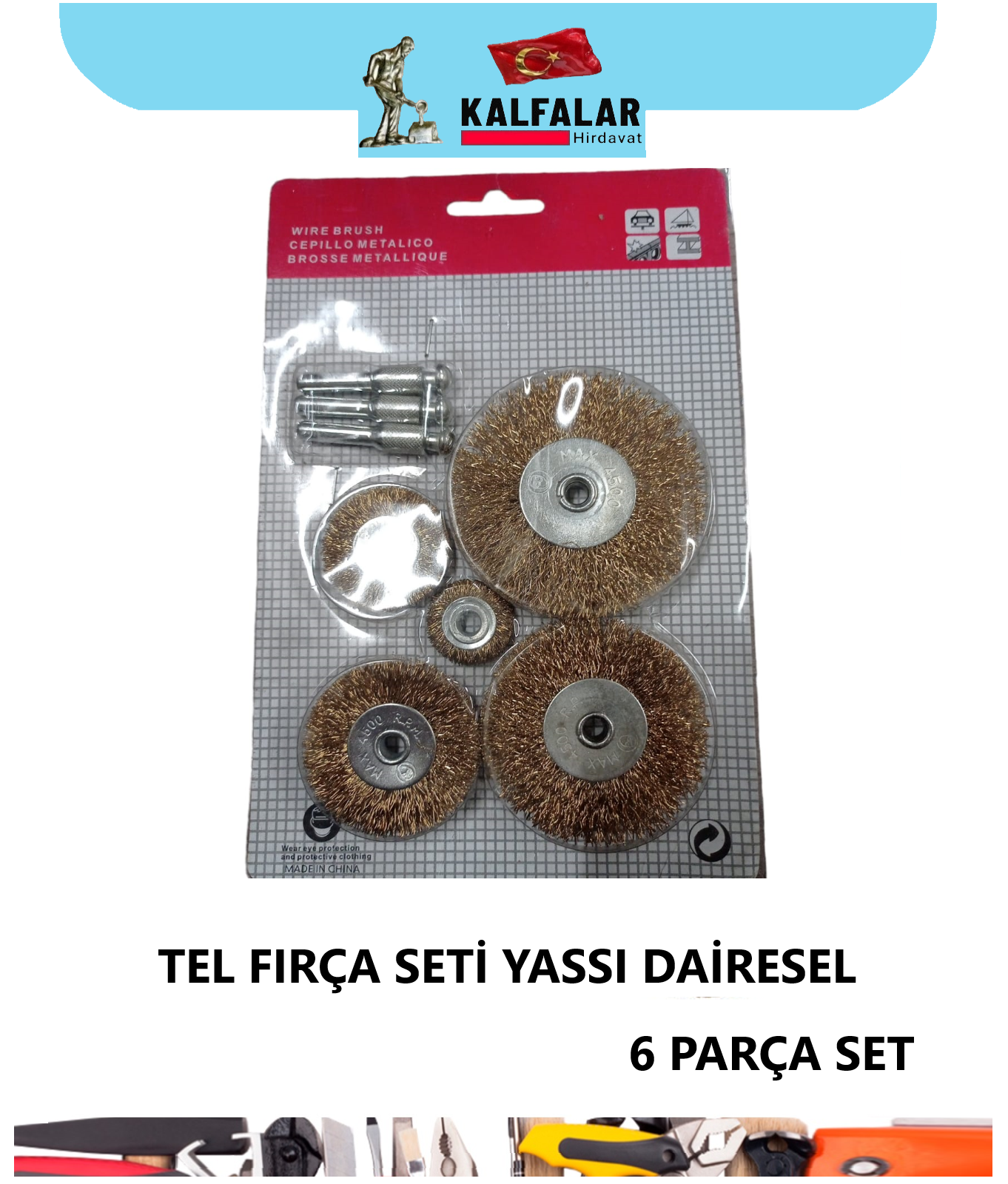 TEL FIRÇA SETİ YASSI ÇELİK 6 LI DAİRESEL 