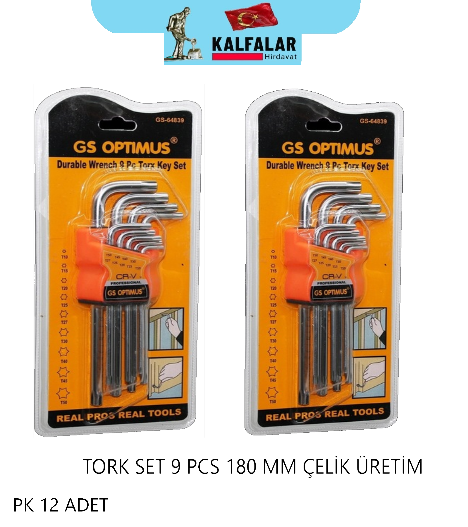 TORK SET 180 MM 9 PCS GS OPTIMUS ÇELİK PROF