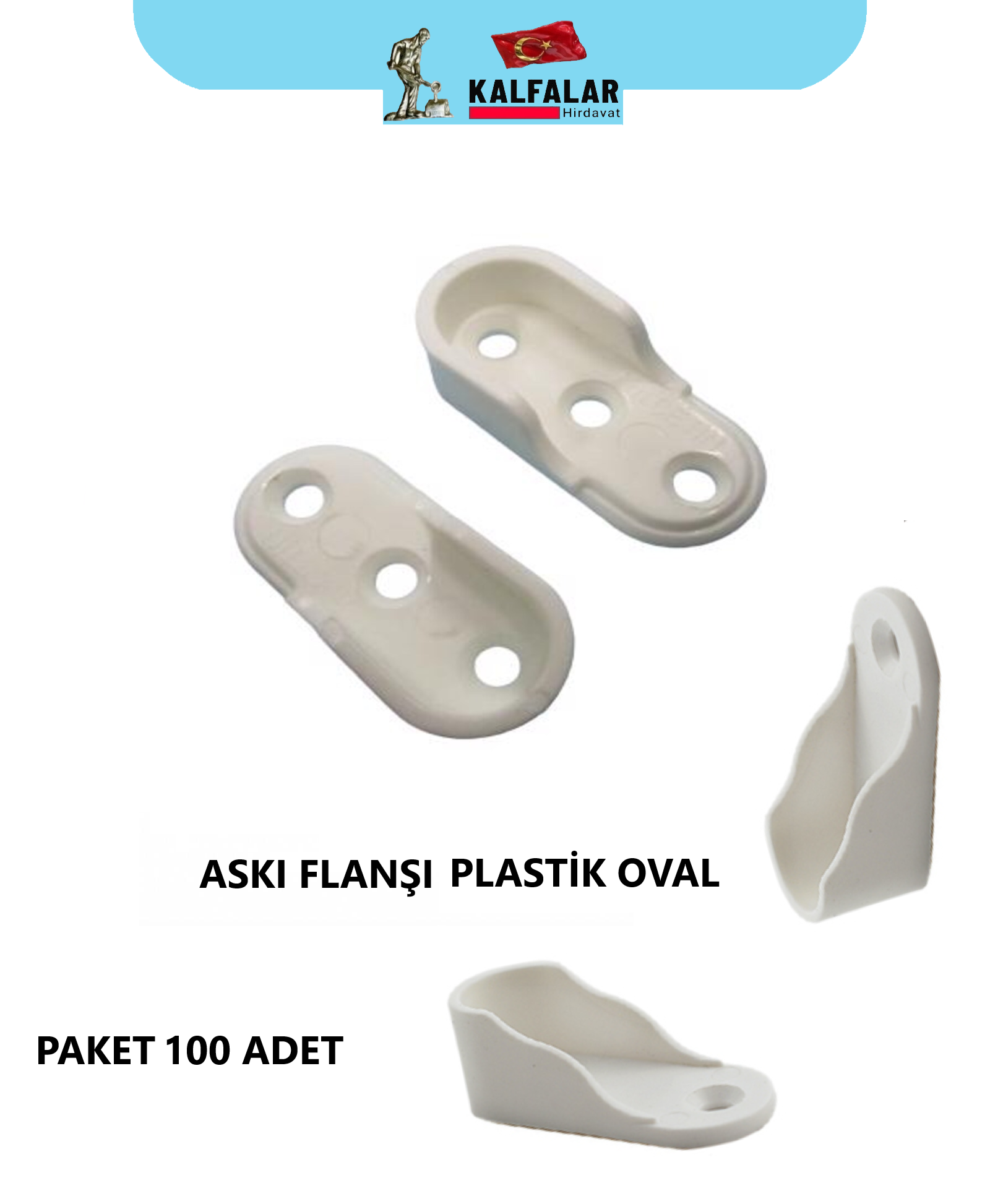 ASKI FLANŞ OVAL PLASTİK BEYAZ