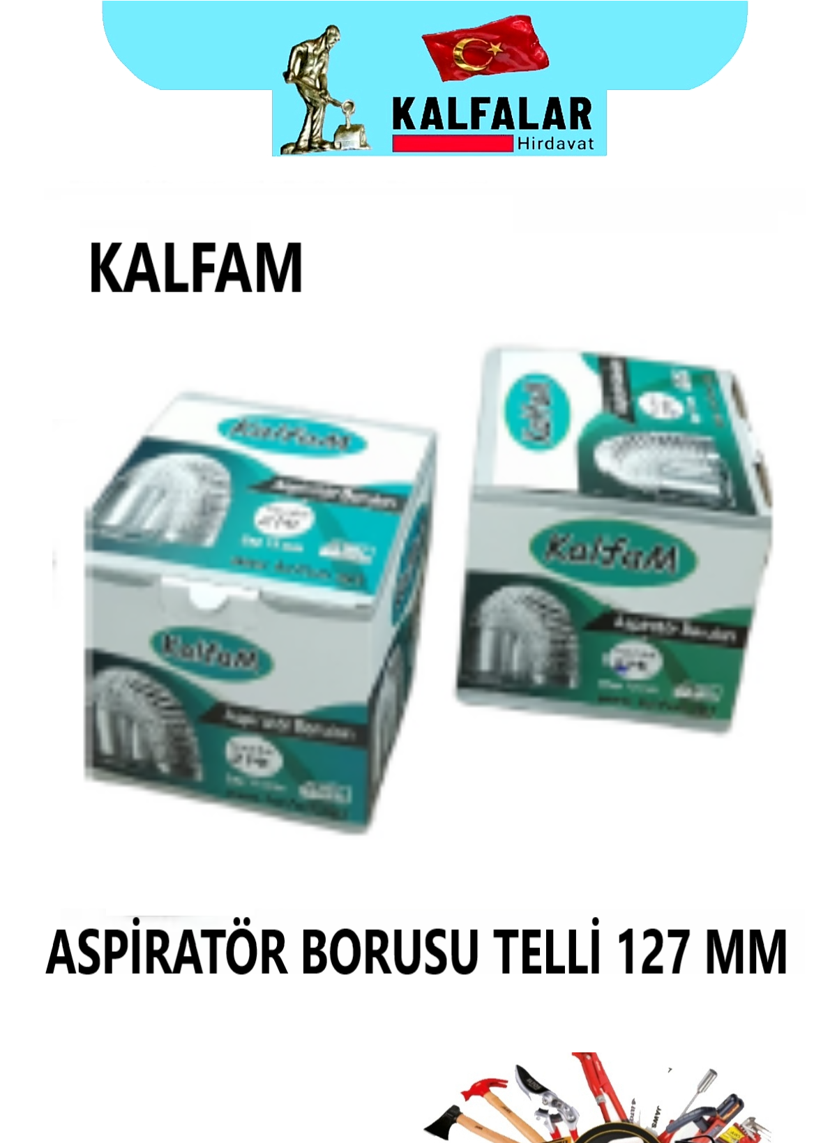 ASPİRATÖR BORUSU TELLİ 127 MM 2 METRE KALFAM