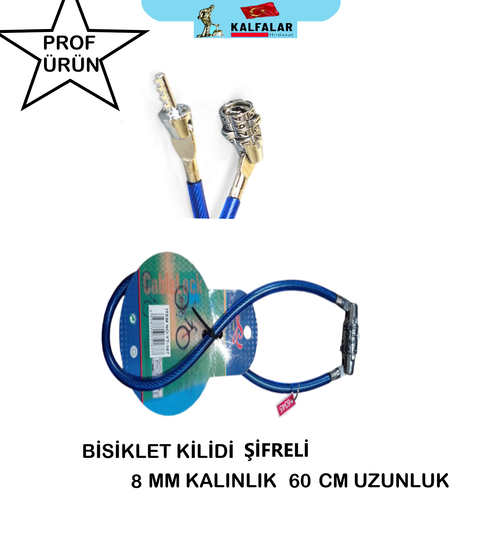 BİSİKLET KİLİDİ ŞİFRELİ 8 MM KALINLIK 60 CM UZUNLUK NET 