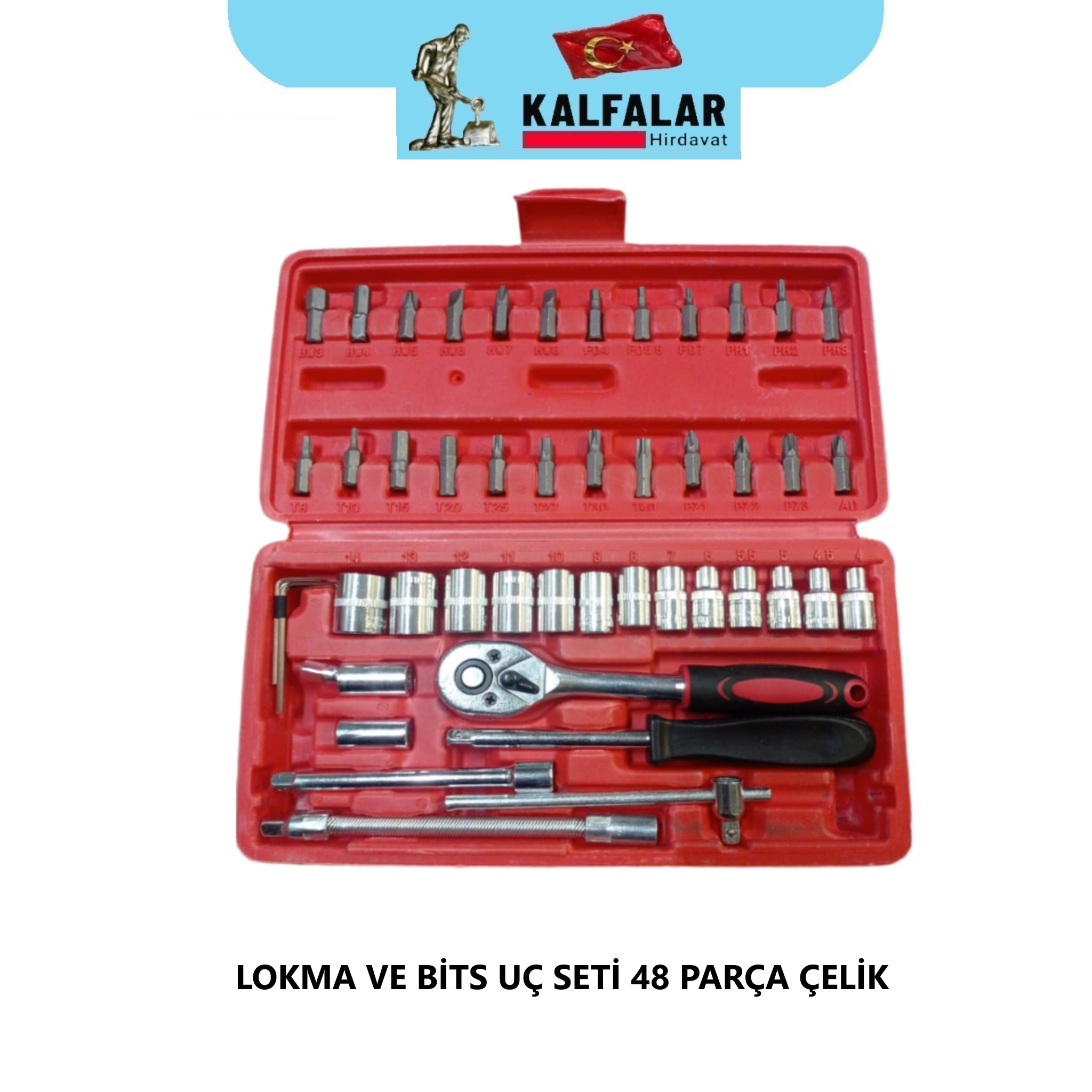 LOKMA VE BİTS UÇ SETİ 48 PARÇA ÇELİK EKONOMİK