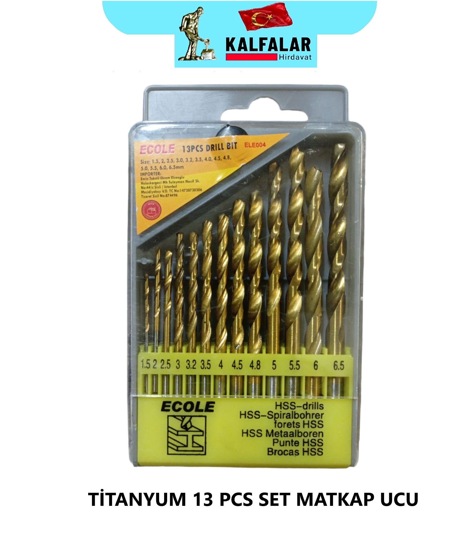 MATKAP UCU SET 13 PCS TİTANYUM HSS PROF