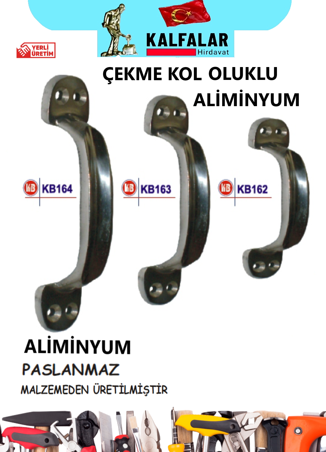 ÇEKME KOL ALİMİNYUM OLUKLU BÜYÜK 19 CM