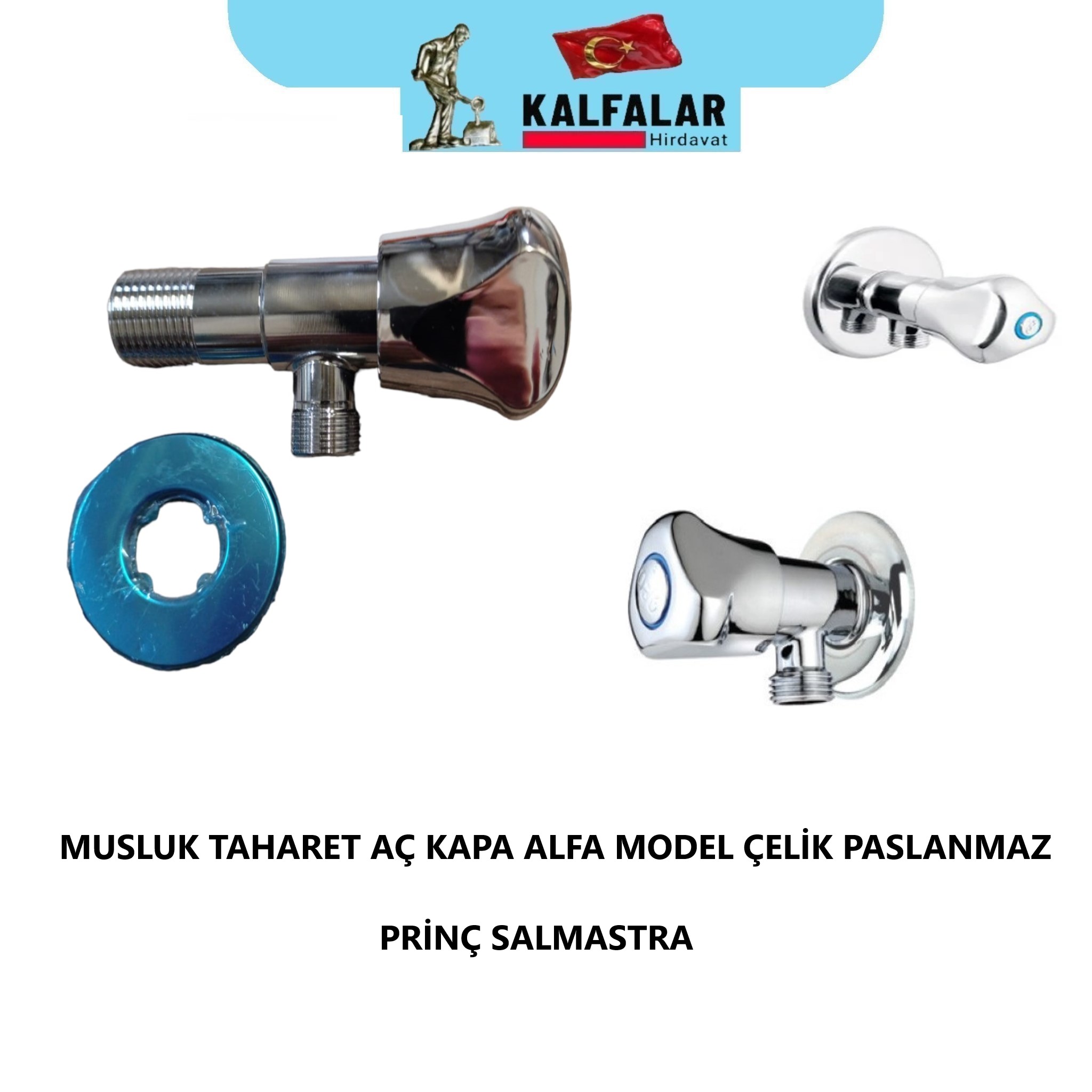  MUSLUK TAHARET AÇ KAPA ALFA MODEL ÇELİK PASLANMAZ PRİNÇ SALMASTRA
