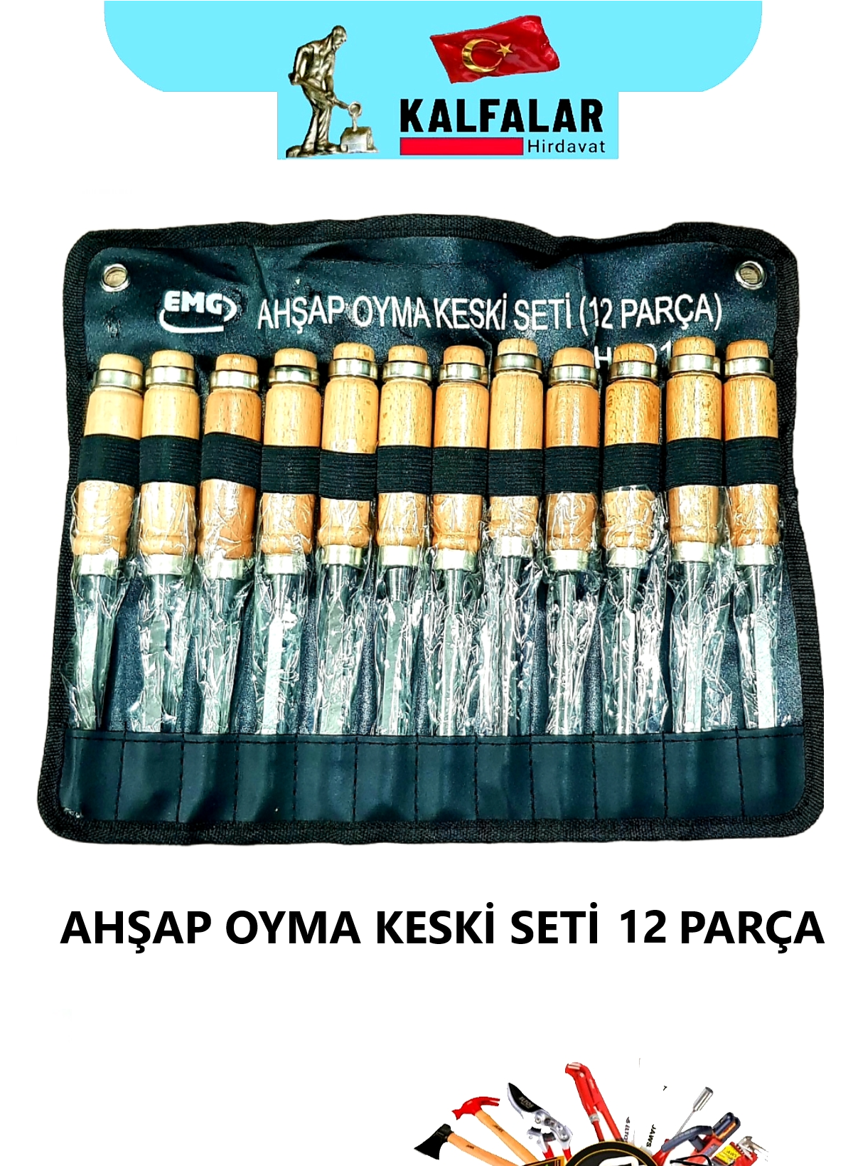 AHŞAP OYMA KESKİ SETİ 12 PARÇA