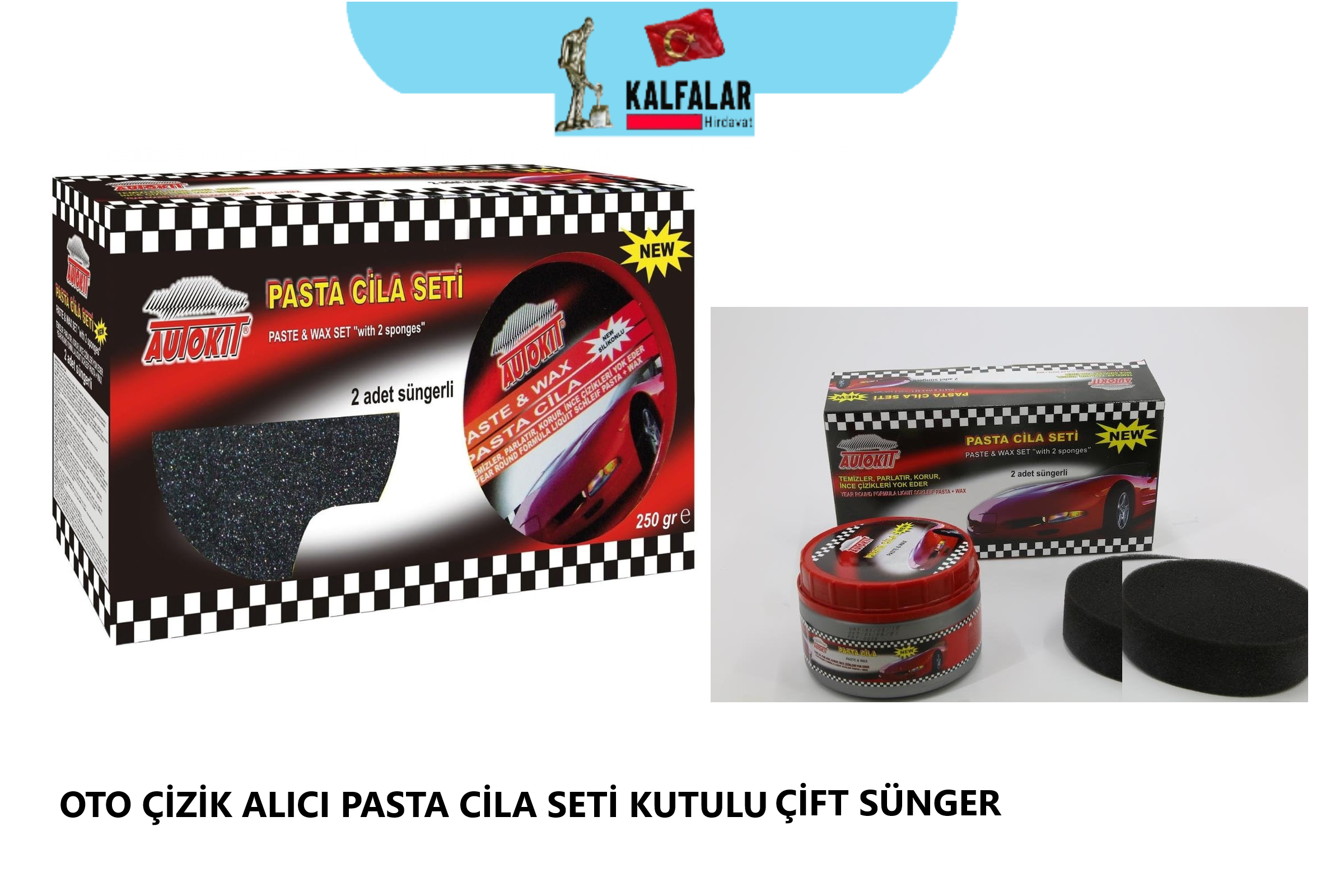 OTO ÇİZİK ALICI PASTA CİLA SETİ KUTULU ÇİFT SÜNGER