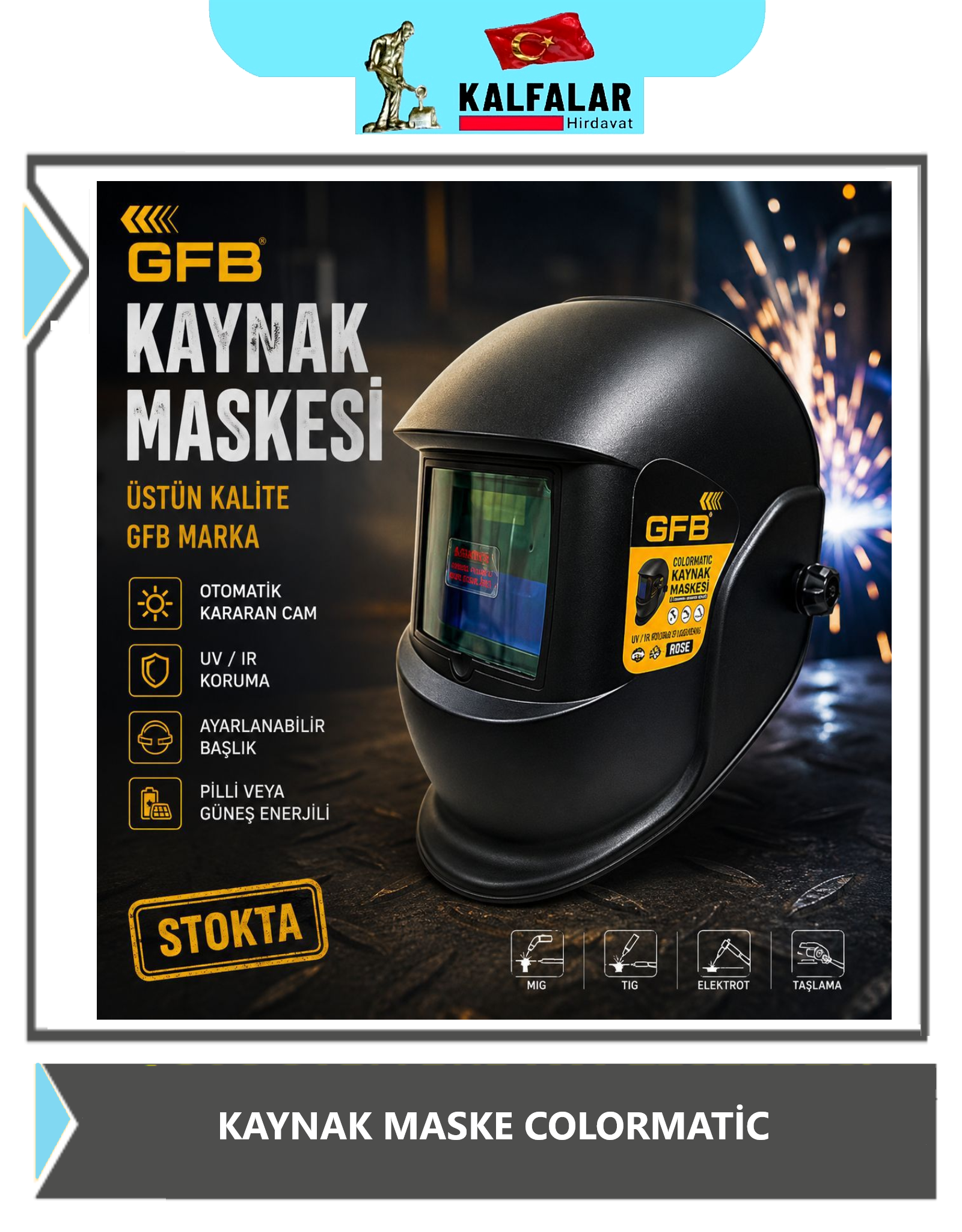 KAYNAK MASKE COLORMATİK GFB PROFESYONEL