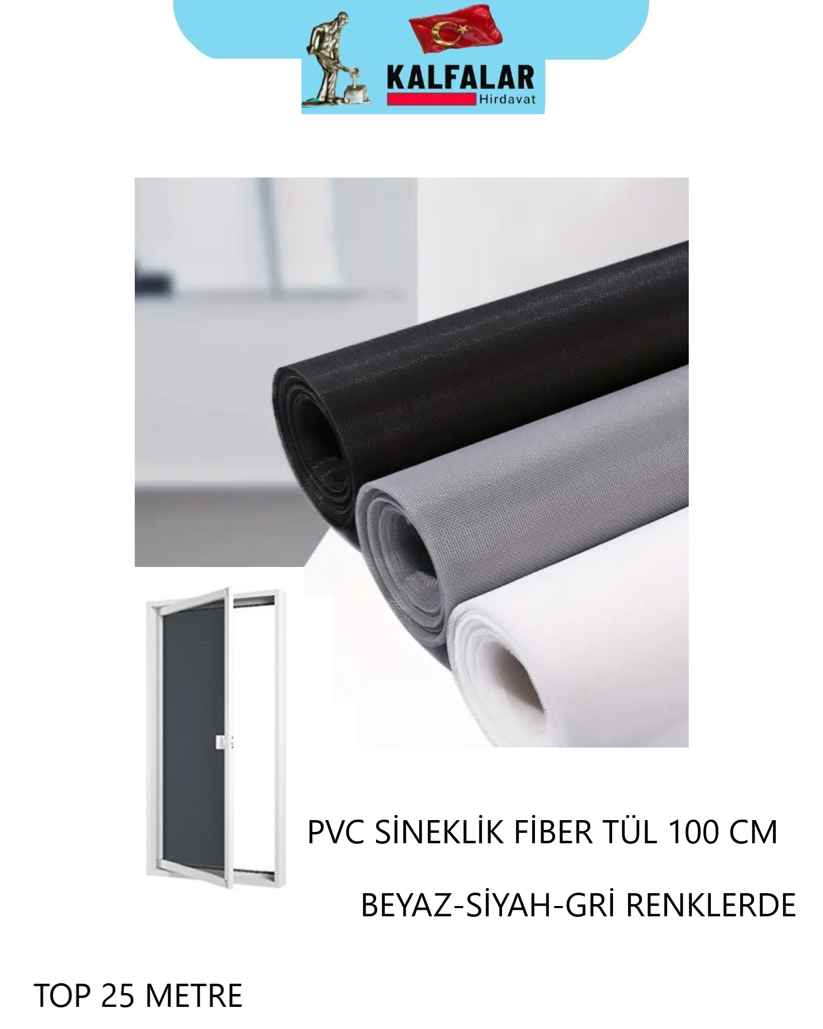 PVC SİNEKLİK FİBER TÜL BEYAZ  100 CM
