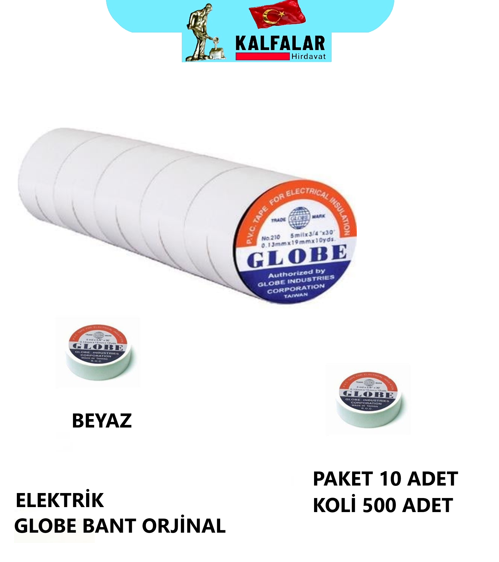ELEKTRİK BANT GLOBE 10 MTR BEYAZ