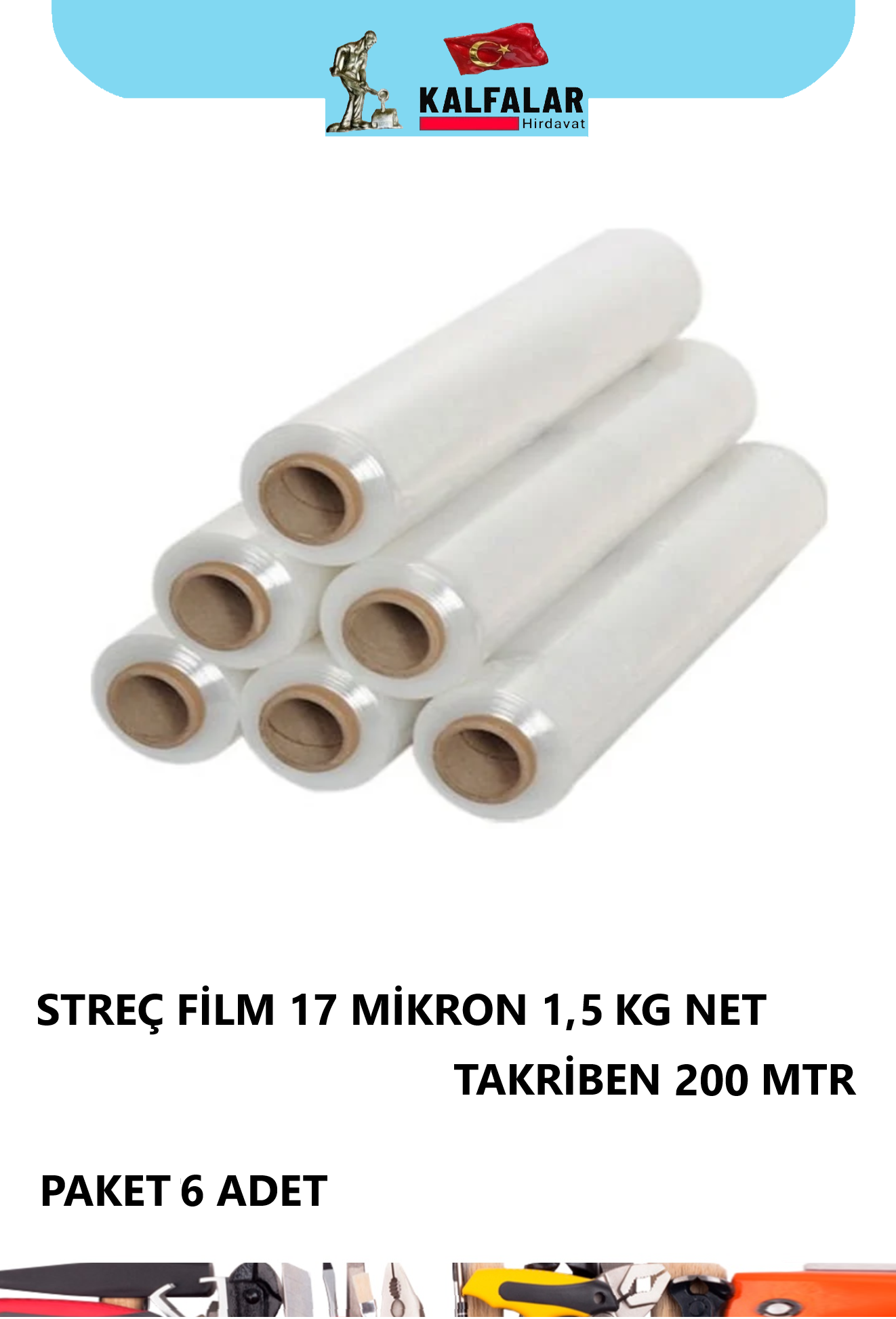 STREÇ 17 MİKRON 50 CM 1,50 KG NET TAKRİBEN 200 MTR