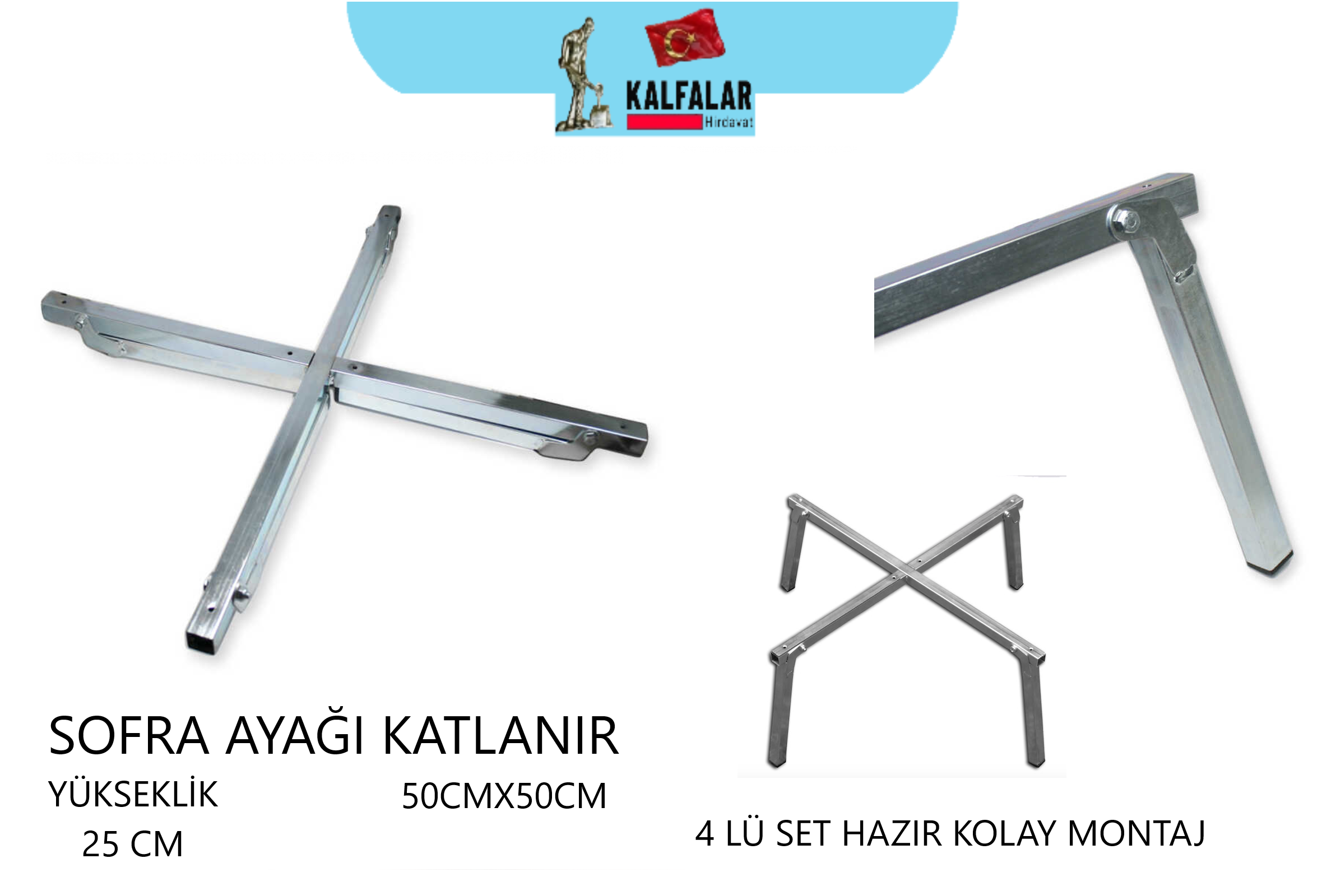 SOFRA AYAĞI 4 LÜ 16X16-50X50 CM 25 CM YÜKSEKLİK