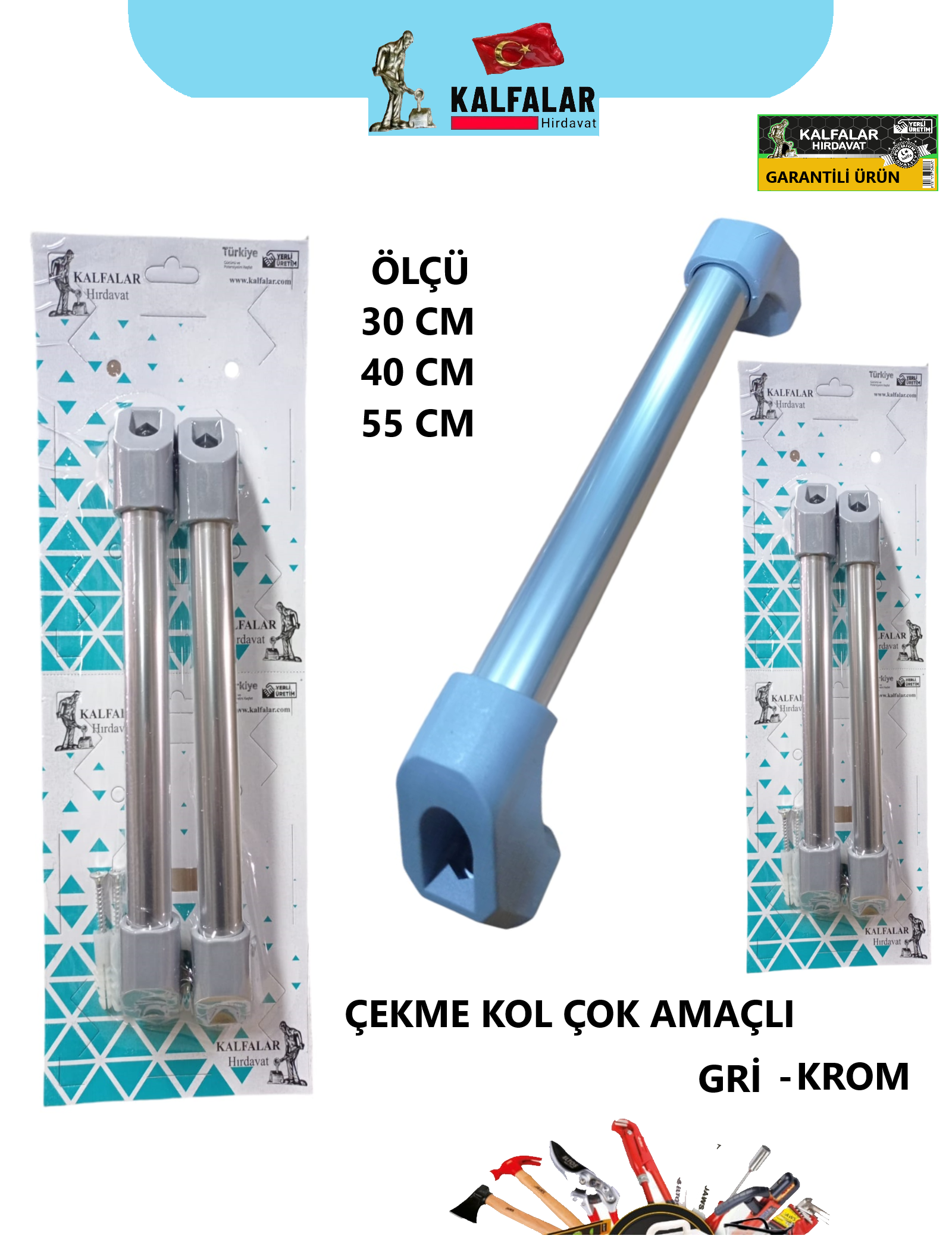 ÇEKME KOL ÇOK AMAÇLI 30 CM PAS. GRİ-ALM VAKUM A.