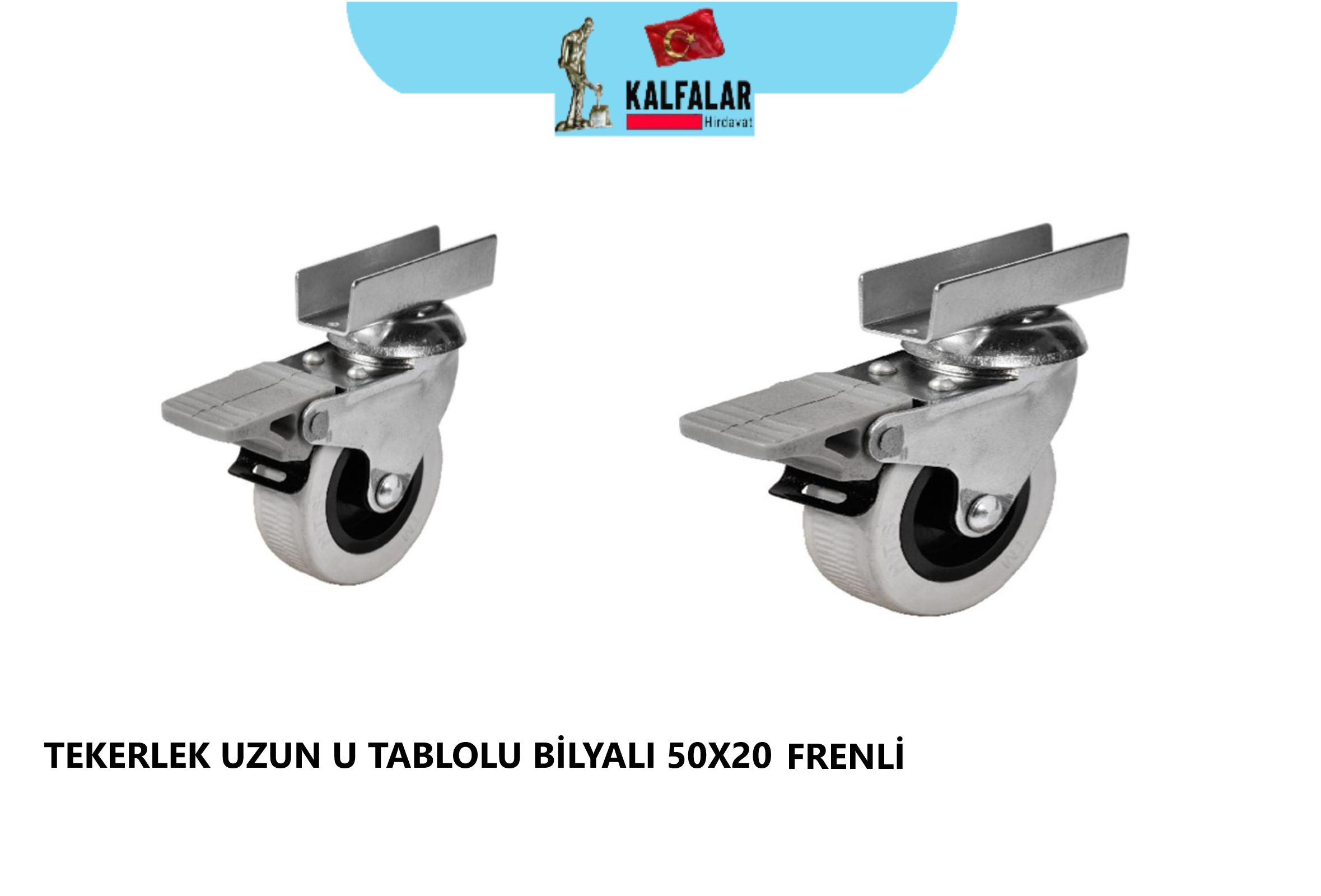 TEKERLEK TABLOLU UZUN U 50X20 GRİ DÖNER BİLYALI FRENLİ