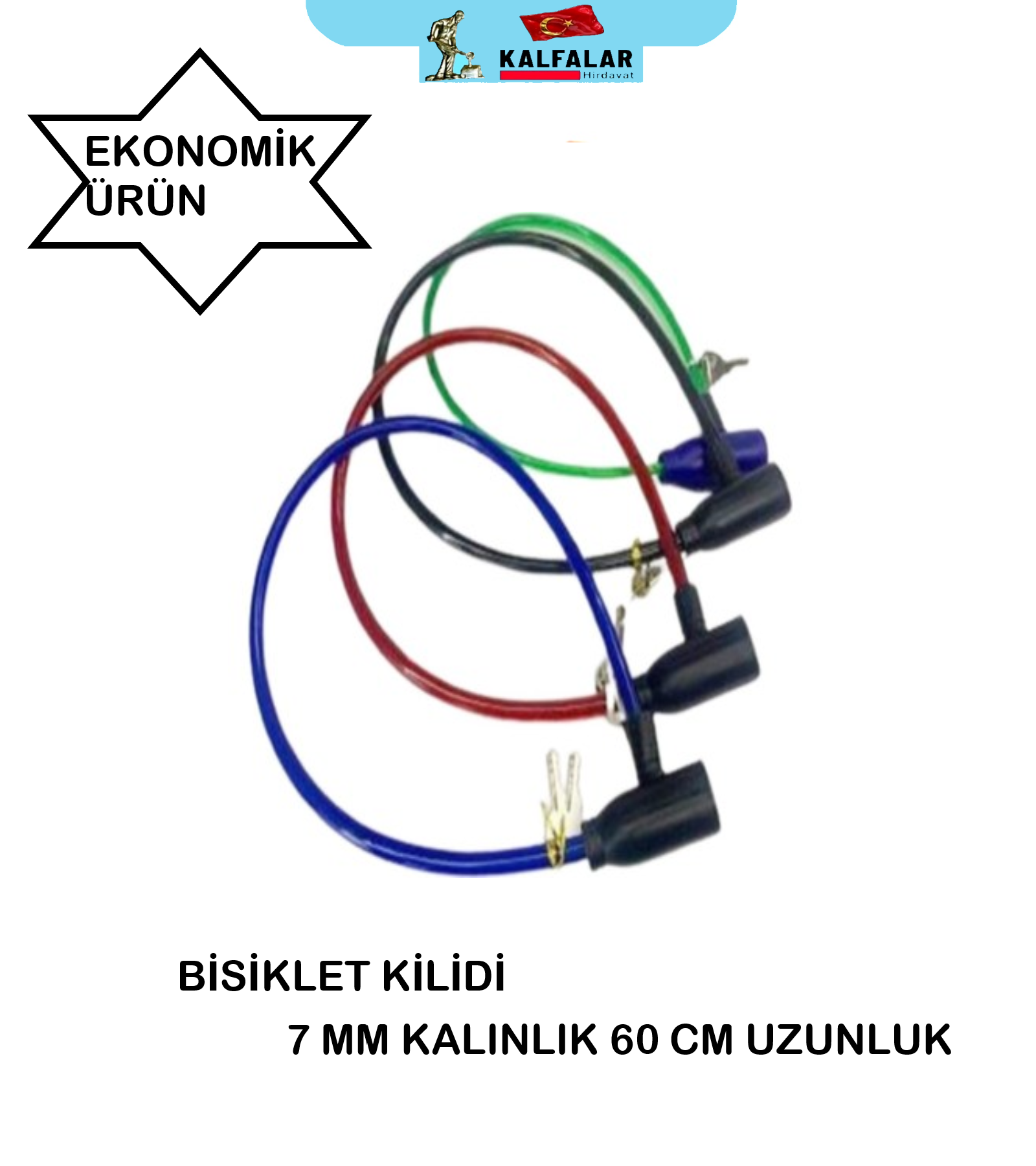 BİSİKLET KİLİDİ 7 MM KALINLIK 60 CM UZUNLUK NET 