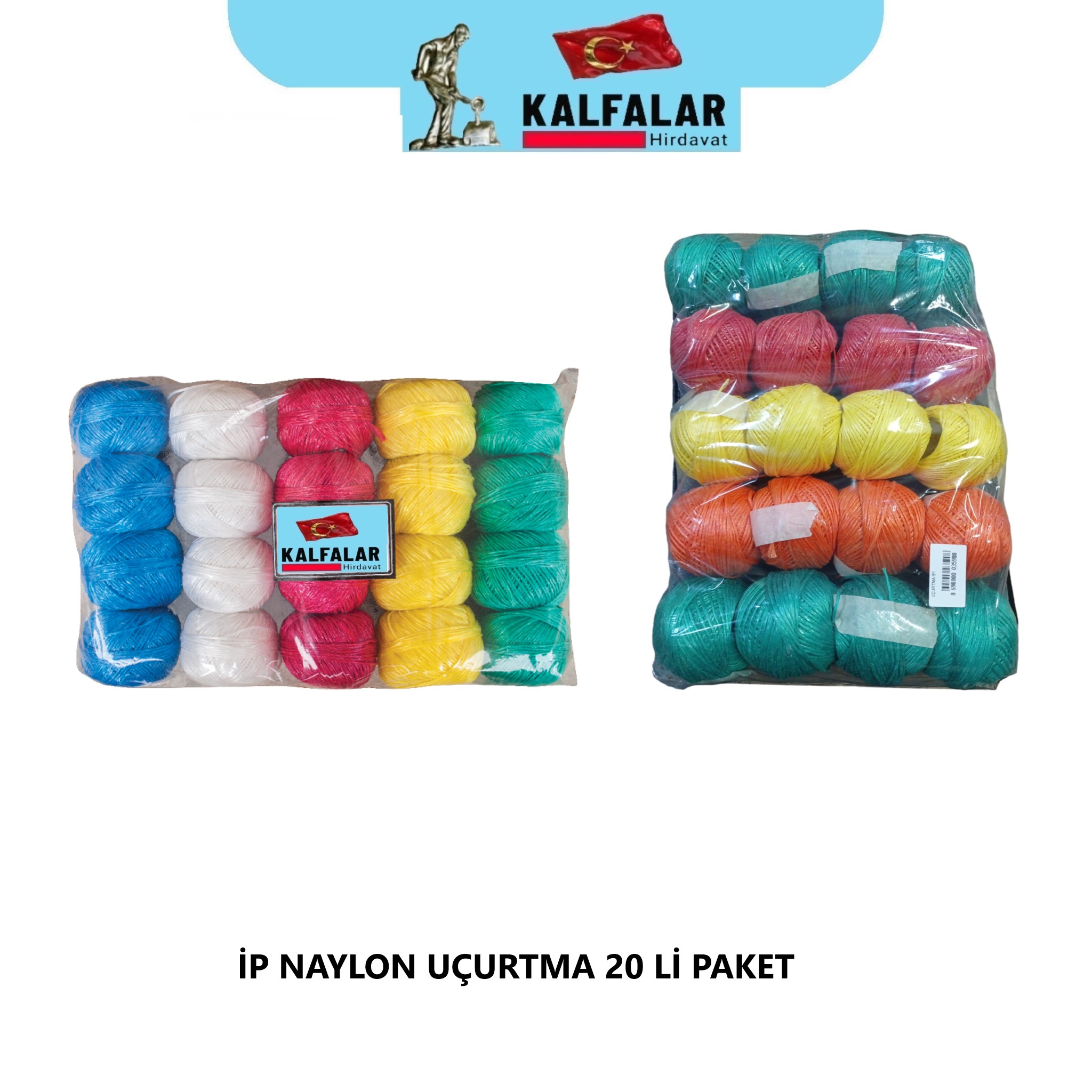 İP NAYLON UÇURTMA 20 Lİ PAKET RENKLERDE