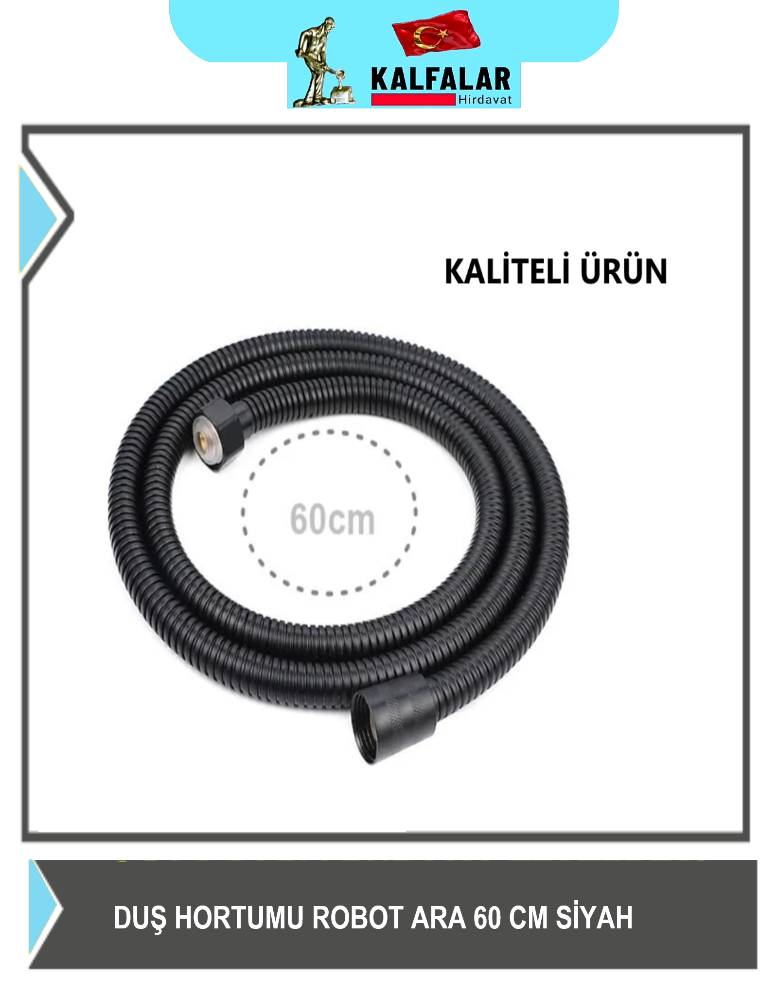 DUŞ HORTUMU ROBOT ARA BAĞLANTI 60 CM SİYAH