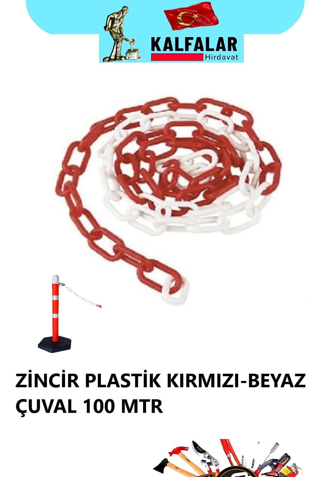 ZİNCİR PLASTİK KIRMIZI-BEYAZ MTR FİYATI