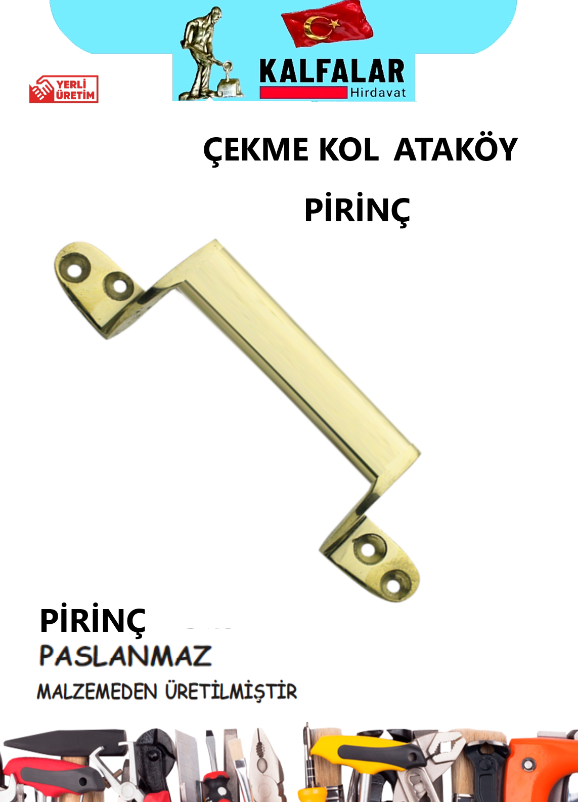 ÇEKME KOL PİRİNÇ ATAKÖY SARI 14 CM