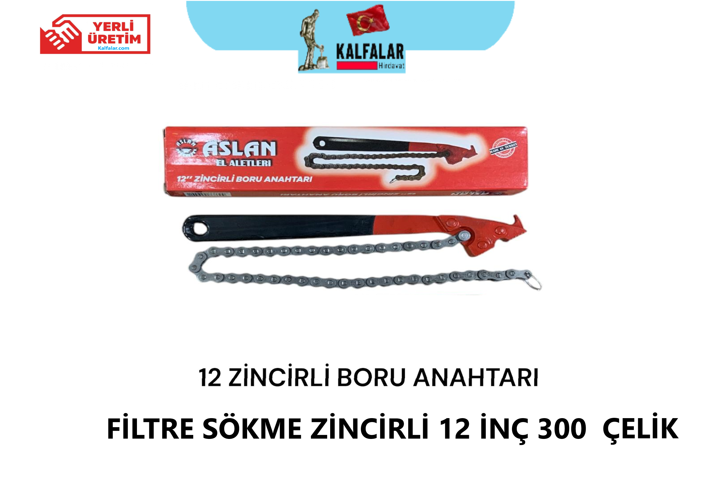 FİLTRE SÖKME ZİNCİRLİ 12 İNÇ 300MM ASLAN ÇELİK