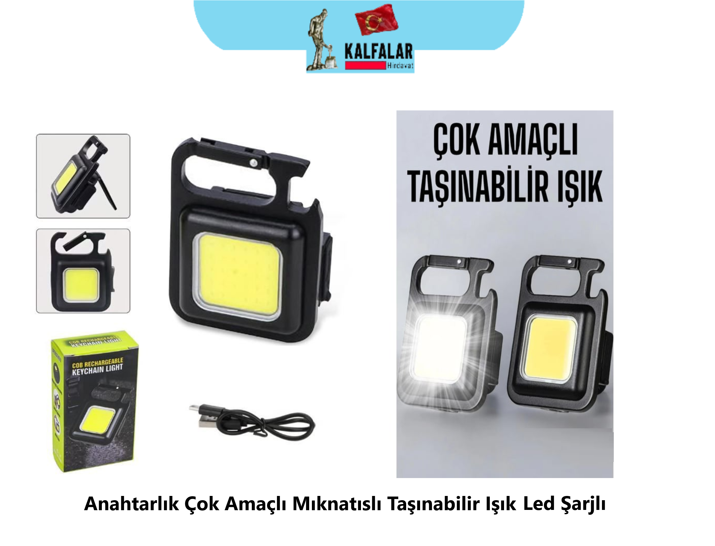 LED FENER ANAHTARLIK MIKNATISLI USB ŞARZLI
