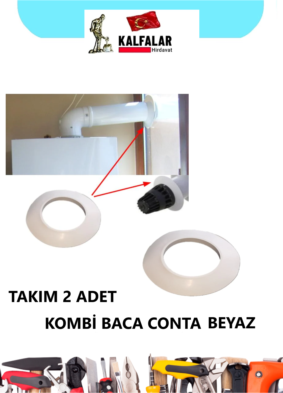 KOMBİ BACA CONTASI BEYAZ TAKIM 2 ADET