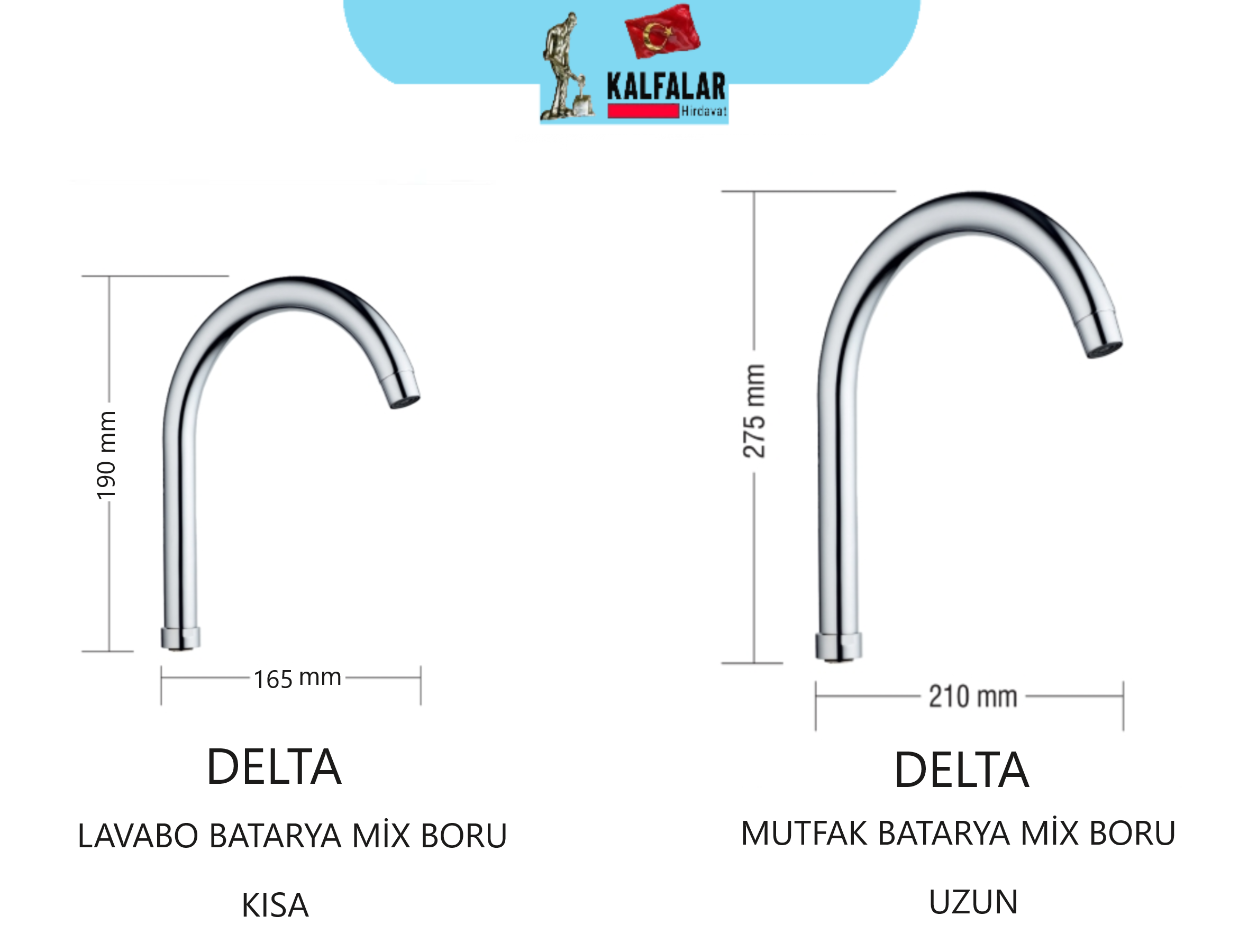 BATARYA MİX DELTA LAVABO BORU PASLANMAZ KROM KISA