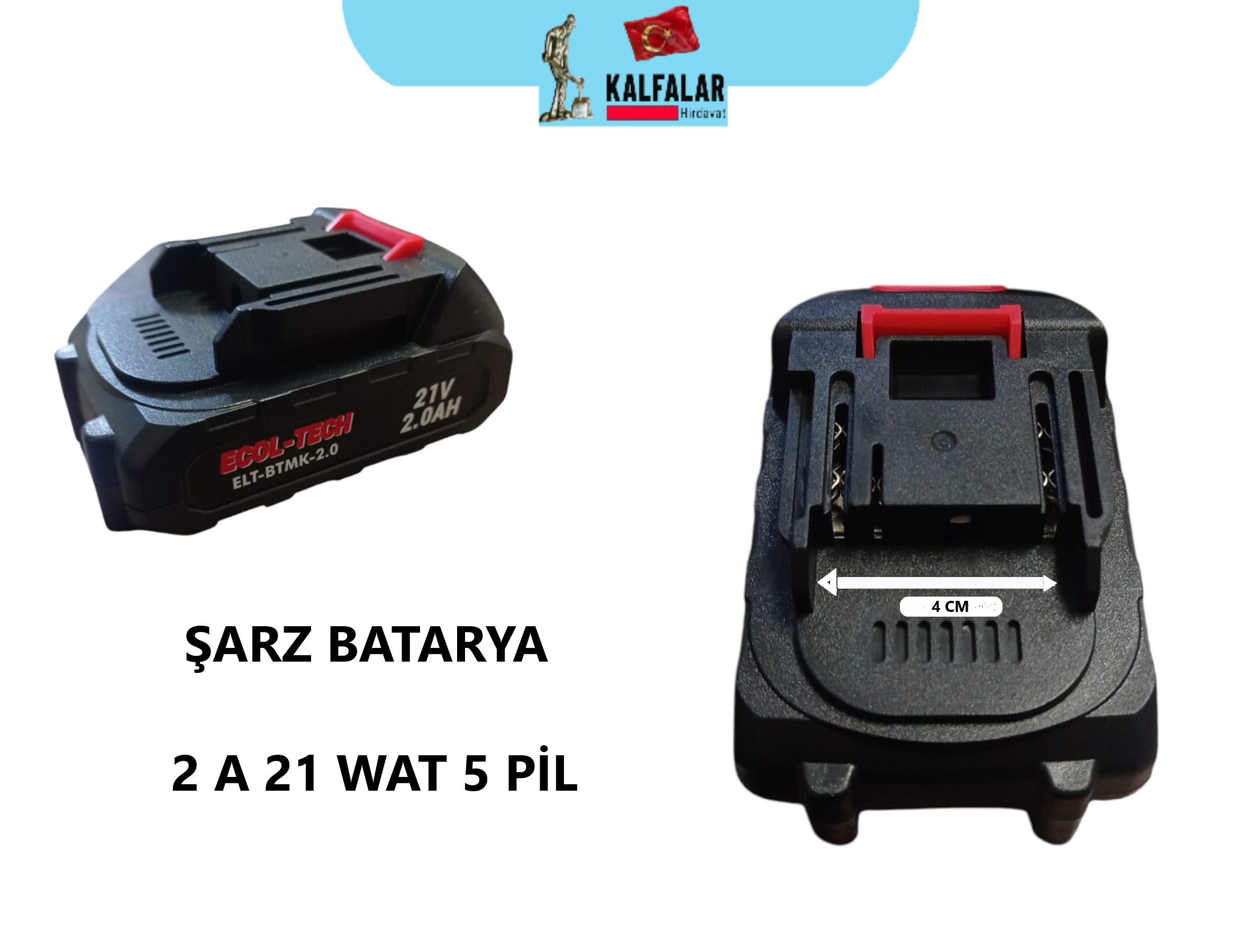 ŞARZLI BATARYA 21V 2.0AH 5 PİLLİ ECOL-TECH