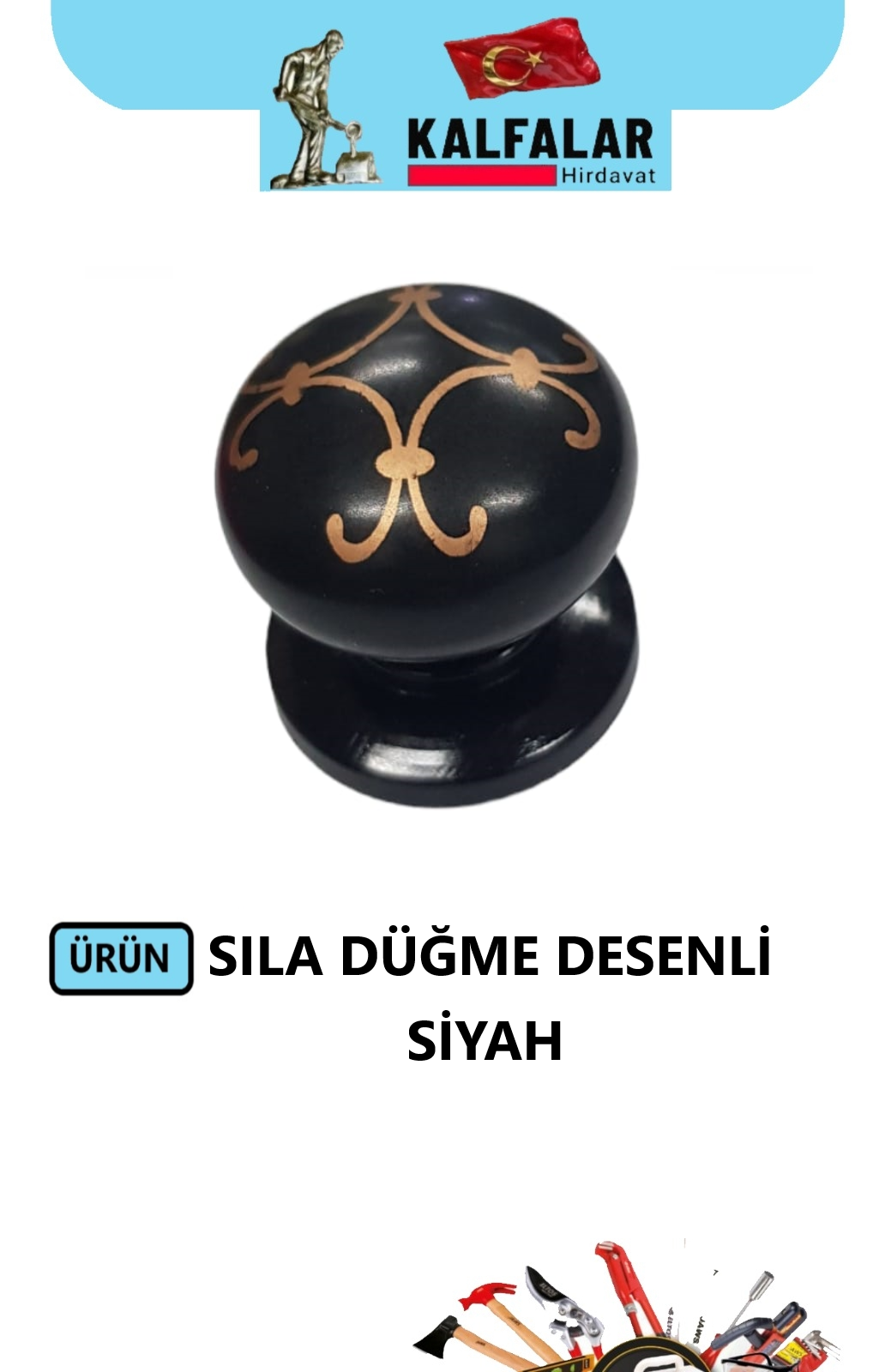 DÜĞME KULP SILA SİYAH ALTIN DESENLİ