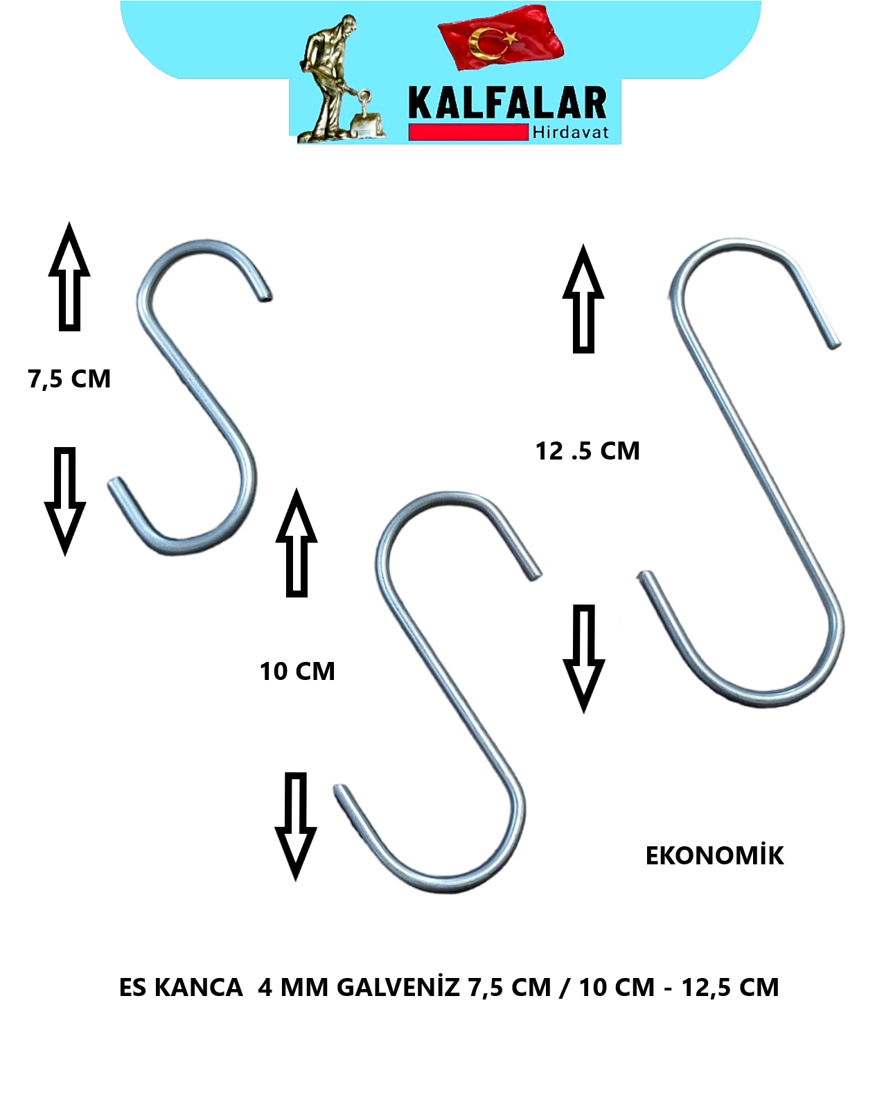 S KANCA 4 MM 12,5 CM UZUNLUK EKONOMİK