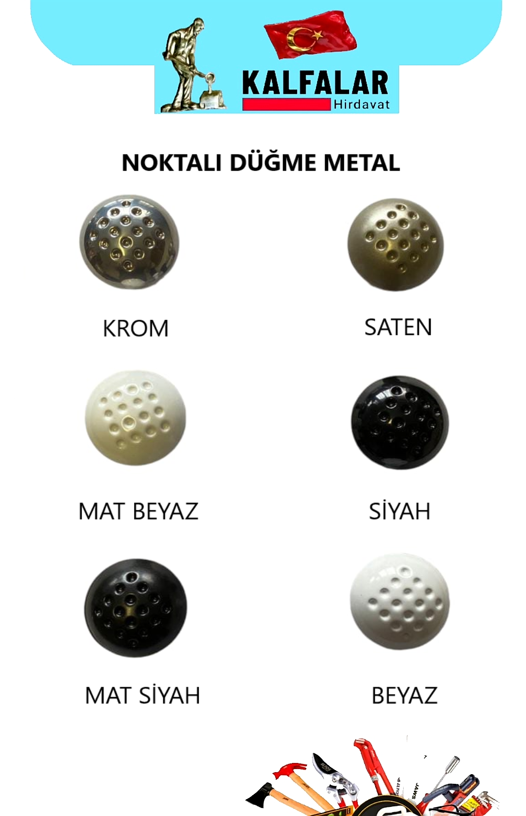 DÜĞME KULP NOKTALI METAL KROM