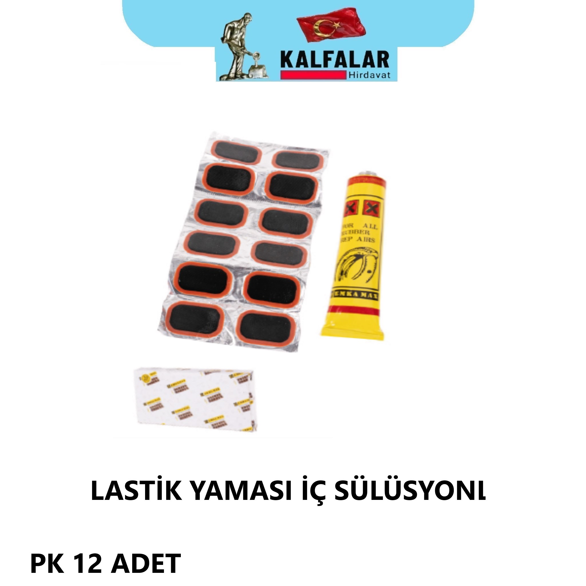 LASTİK TAMİR İÇ YAMASI SÜLÜSYONLU PK 12 ADET