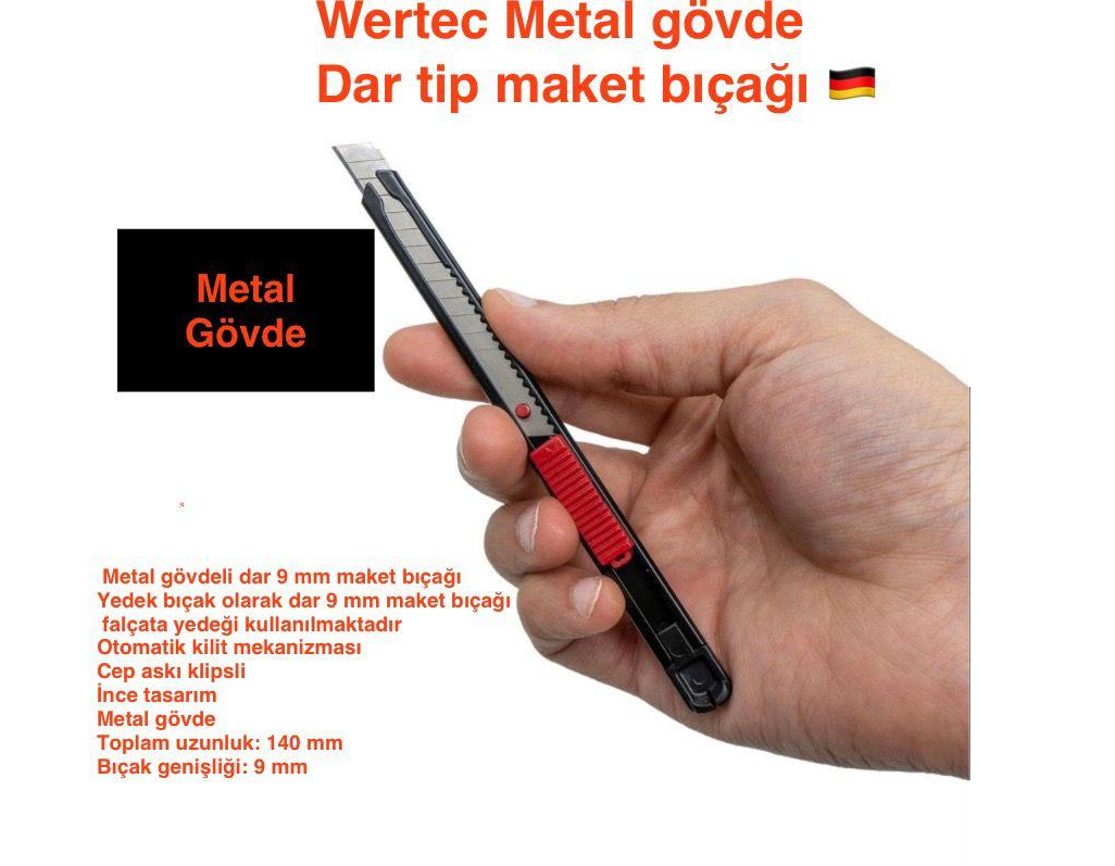 MAKET BIÇAĞI METAL PROFOSYENEL DAR TİP WERTEC