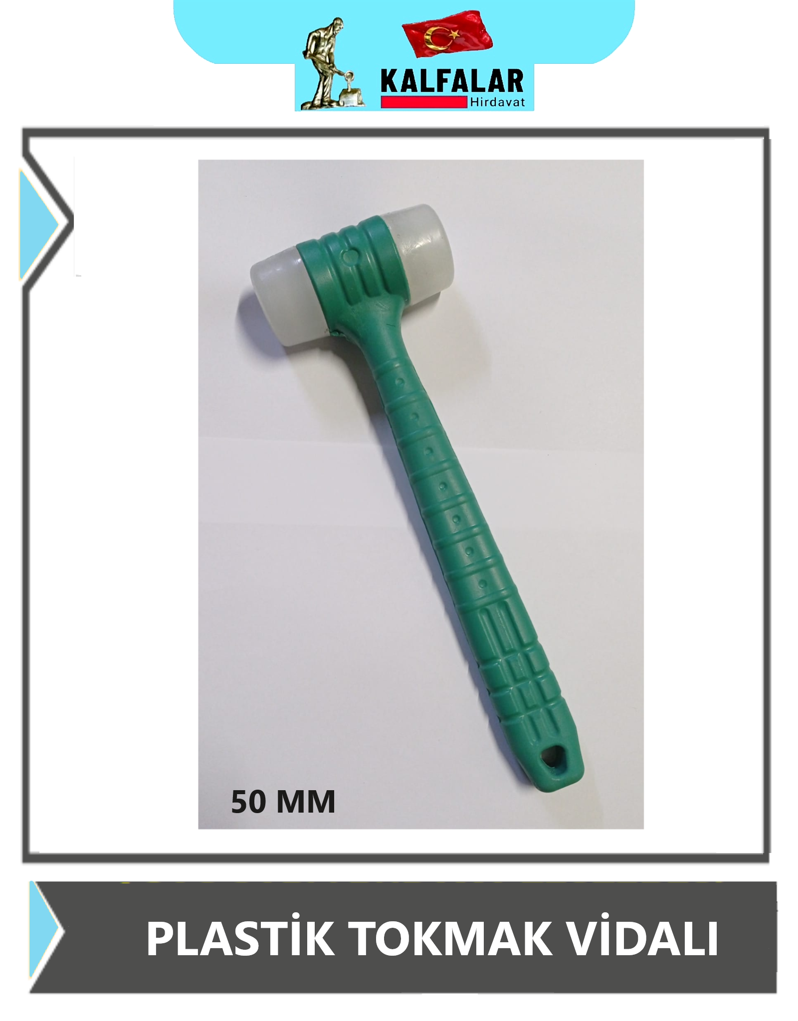 TOKMAK VİDALI 50 MM PLASTİK SAPLI YEŞİL