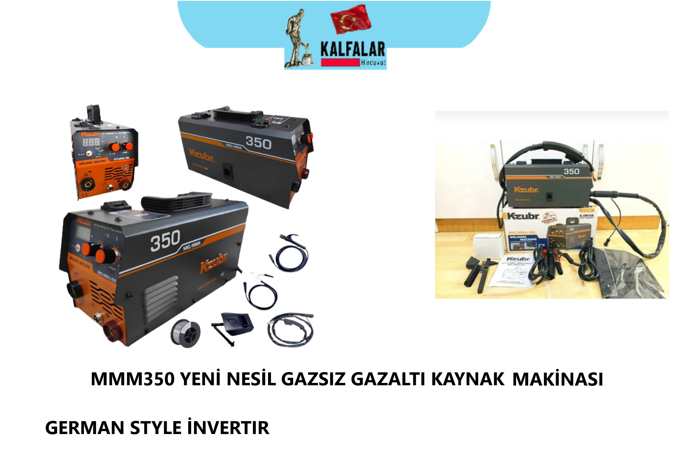 KAYNAK MAKİNASI İNVERTÖR MMA-350 YENİ NESİL GAZSIZ GAZ ALTI GERMANY STYLE