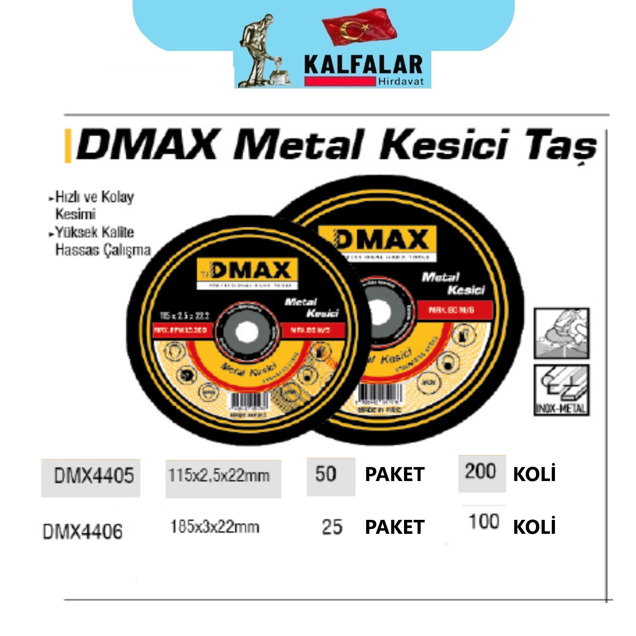 METAL KESİCİ TAŞ 185x3x22 D-MAX