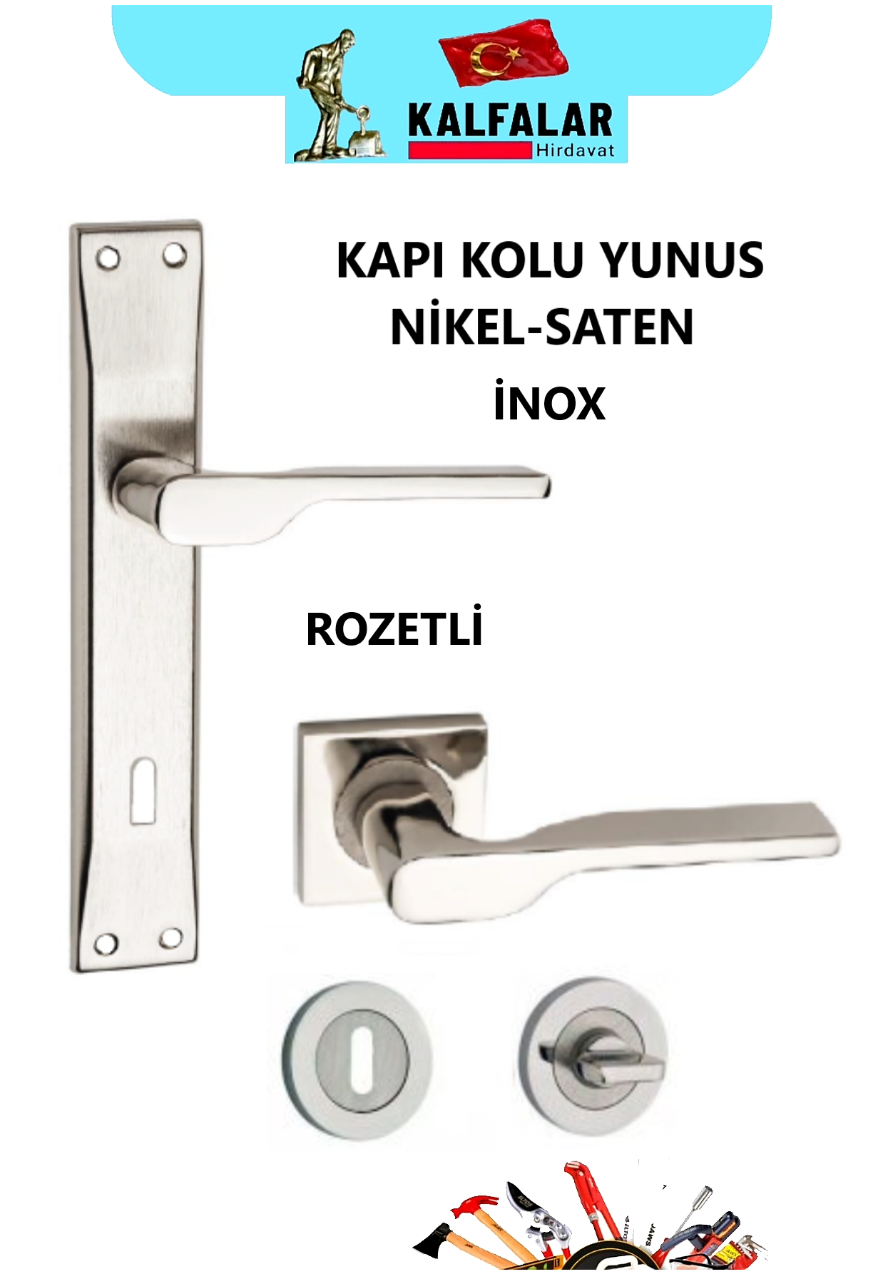 KAPI KOLU ROZETLİ YUNUS 2019 NİKEL SATEN İNOX WC
