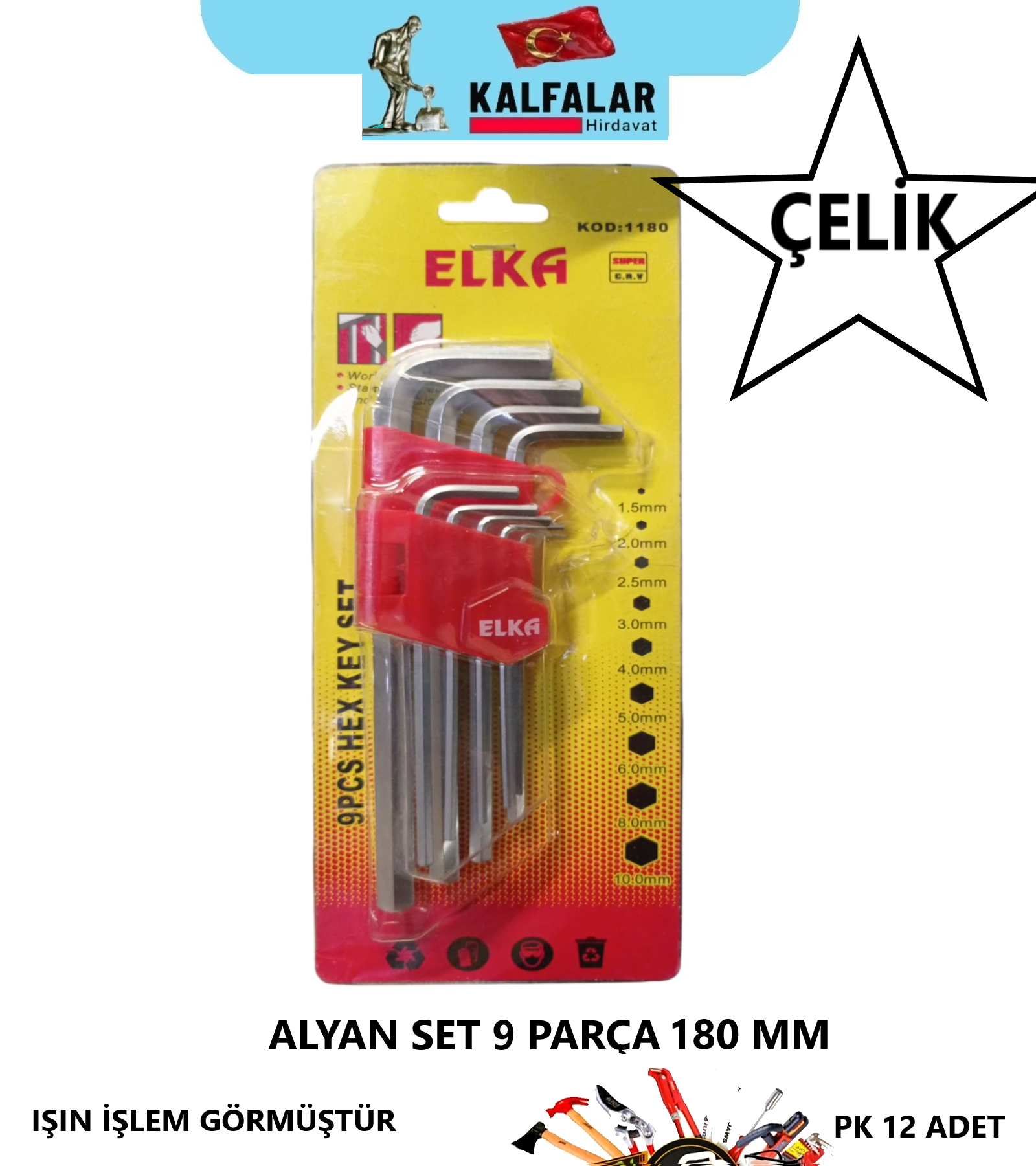ALYAN SET 180 MM 9 PCS ELKA ÇELİK PROF