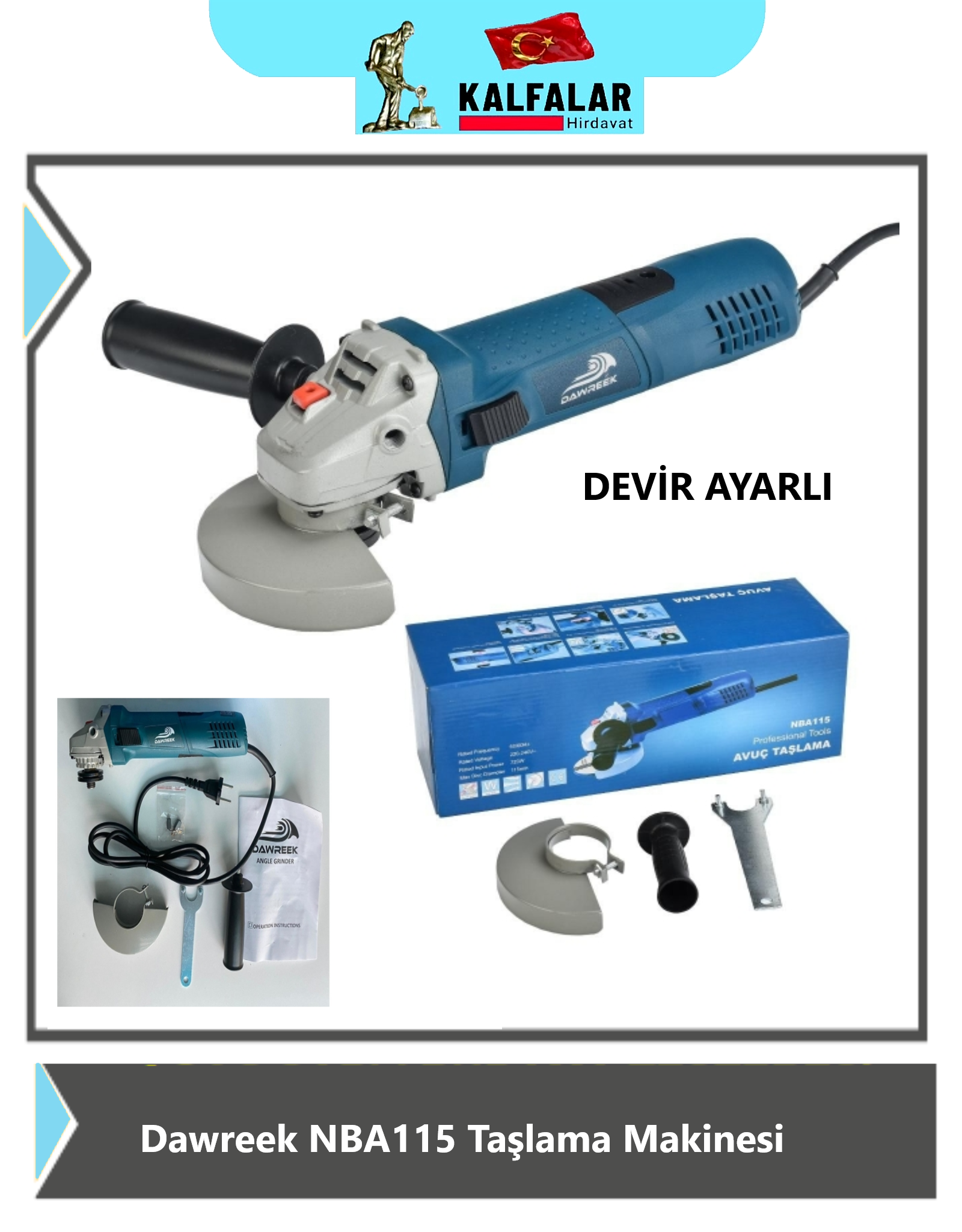 AVUÇ TAŞLAMA DAWREEK 800 WAT DEVİR AYARLI