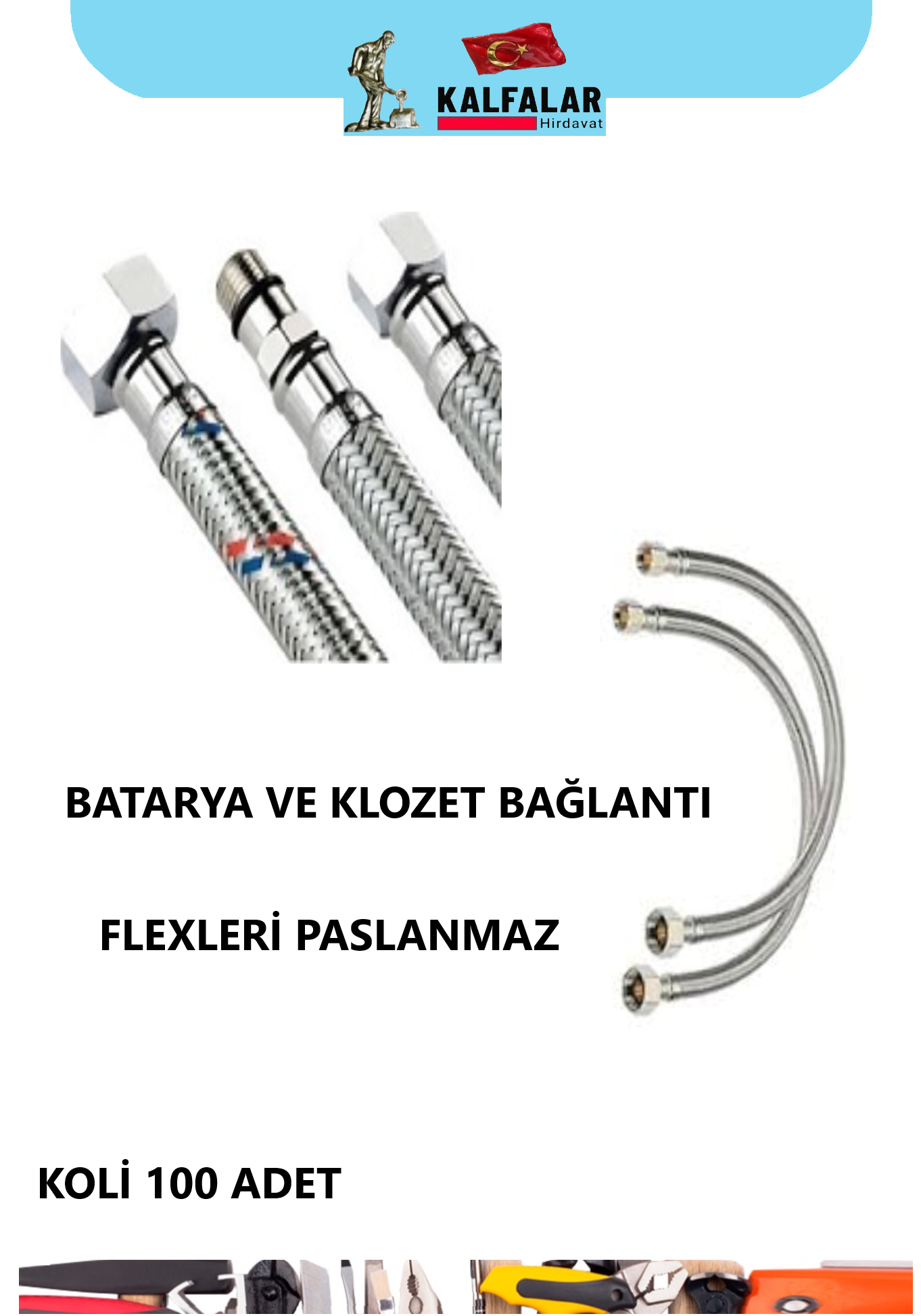 FLEX BAĞLANTI KLOZET TAH.3/8- 3/8  70 CM PASLANMAZ