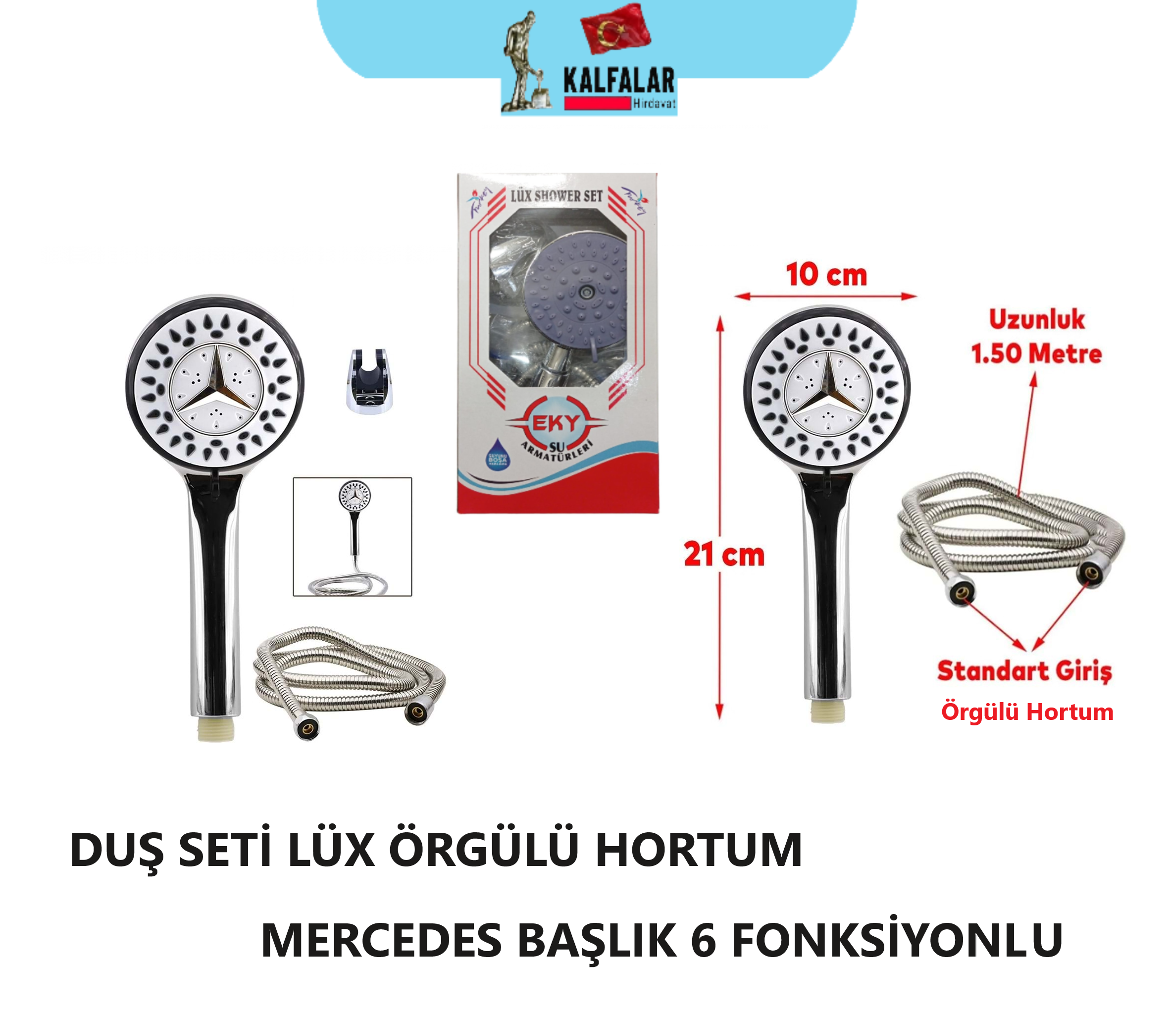DUŞ SETİ LÜX ÖRGÜLÜ HORTUM MERCEDES BAŞLIK  