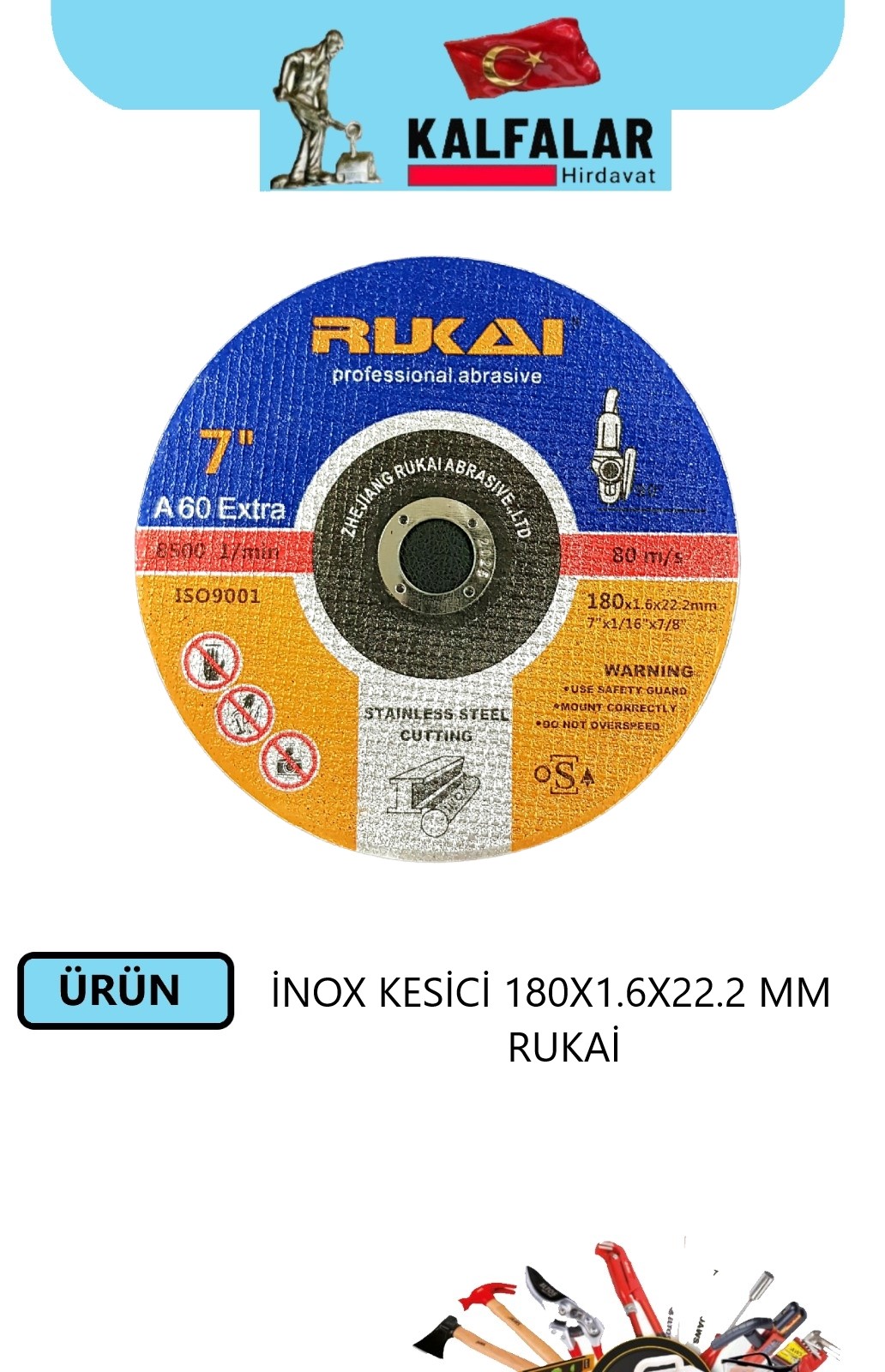 İNOX KESİCİ 180X1,6X22.2 MM RUKAİ 